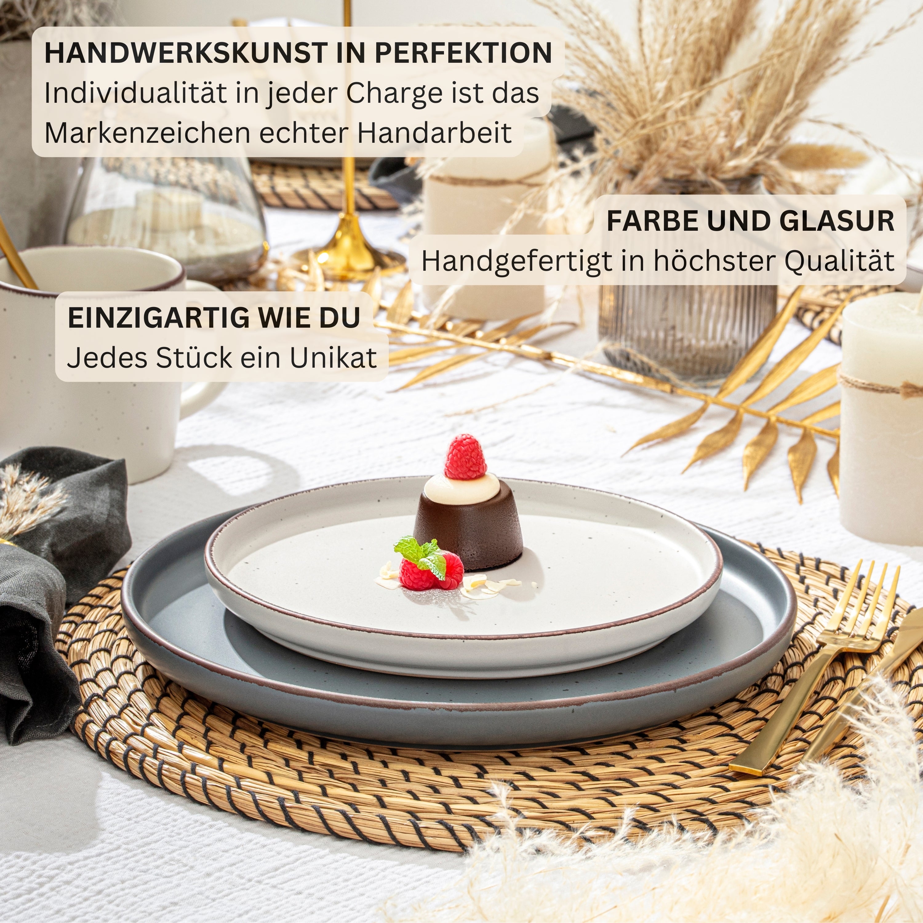 SÄNGER Steingut Geschirrset Bombay Moonlight 12 teilig für 4 Personen