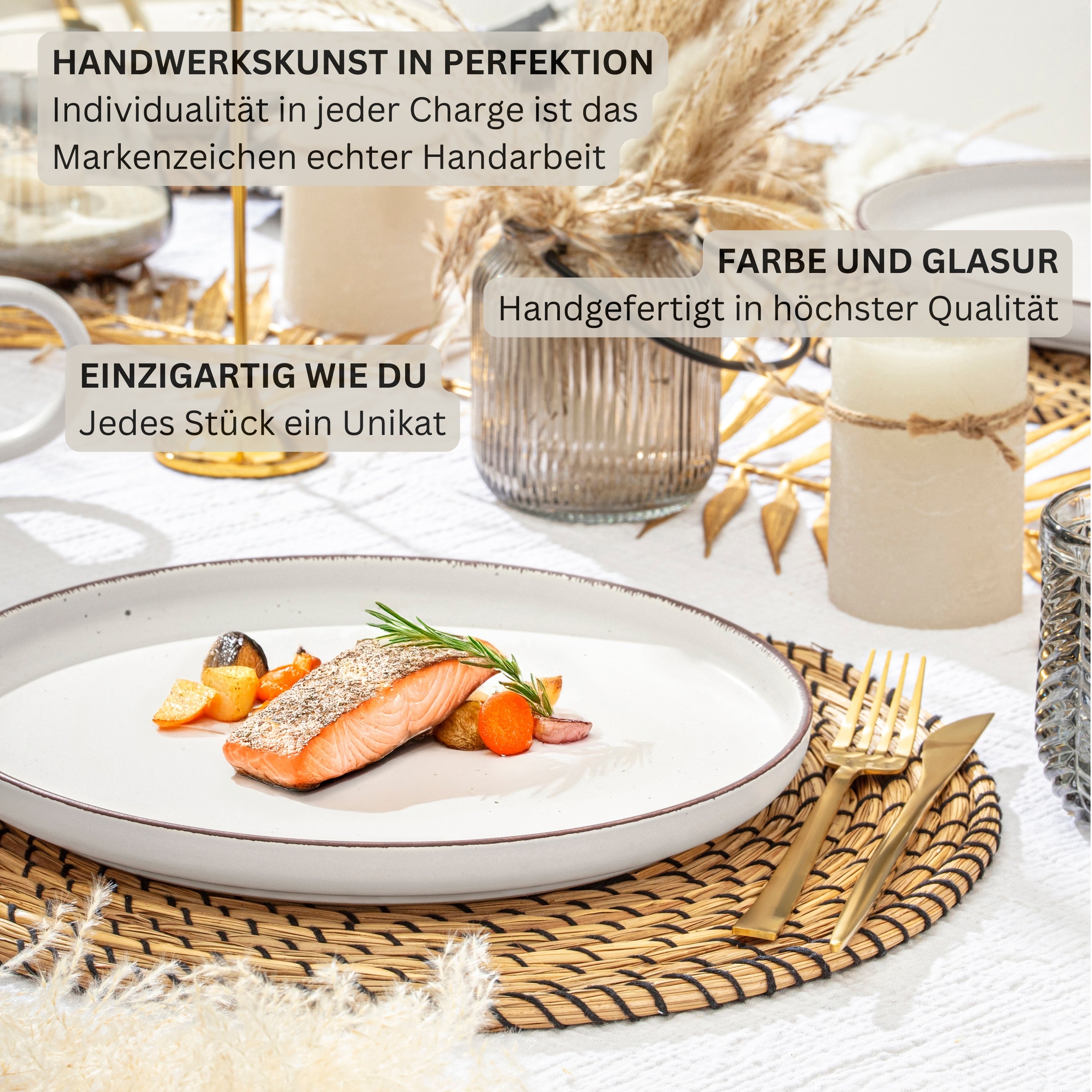 SÄNGER Steingut Speiseteller Bombay Ivory 4 teilig