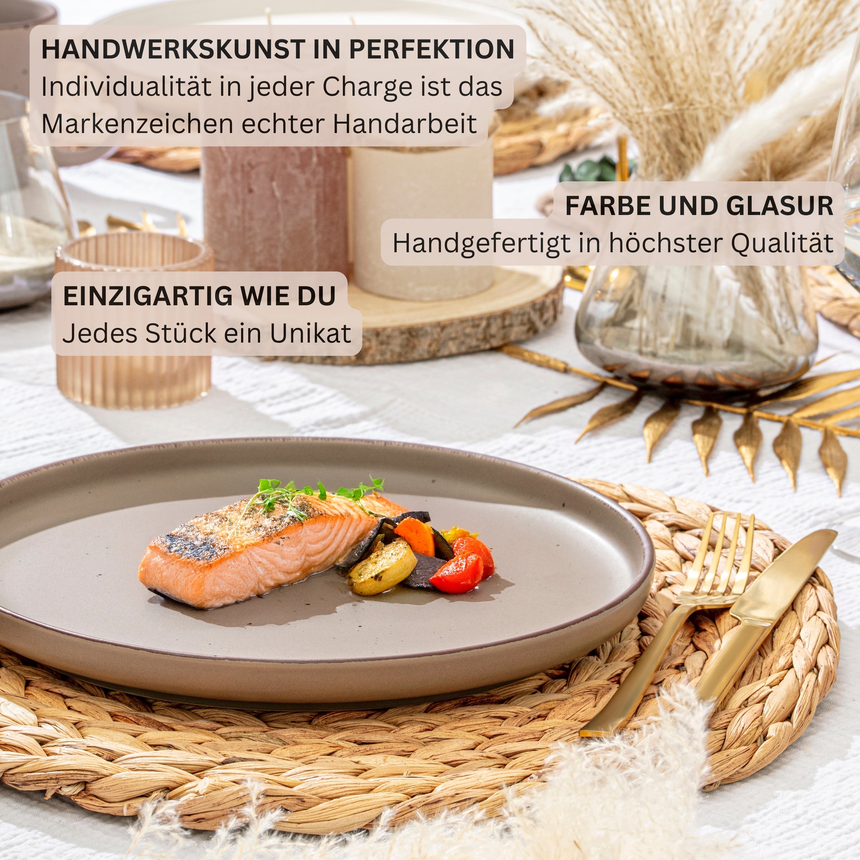 SÄNGER Steingut Speiseteller Bombay Oak 4 teilig