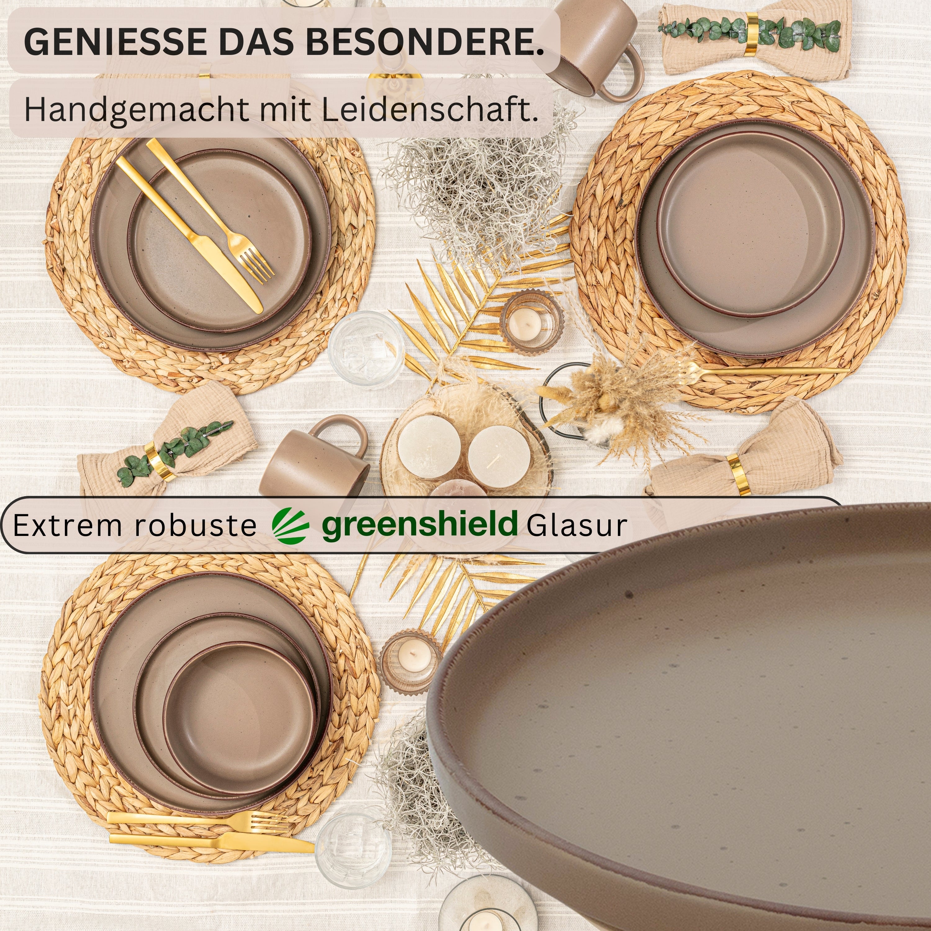 SÄNGER Steingut Dessertteller Bombay Oak 4 teilig