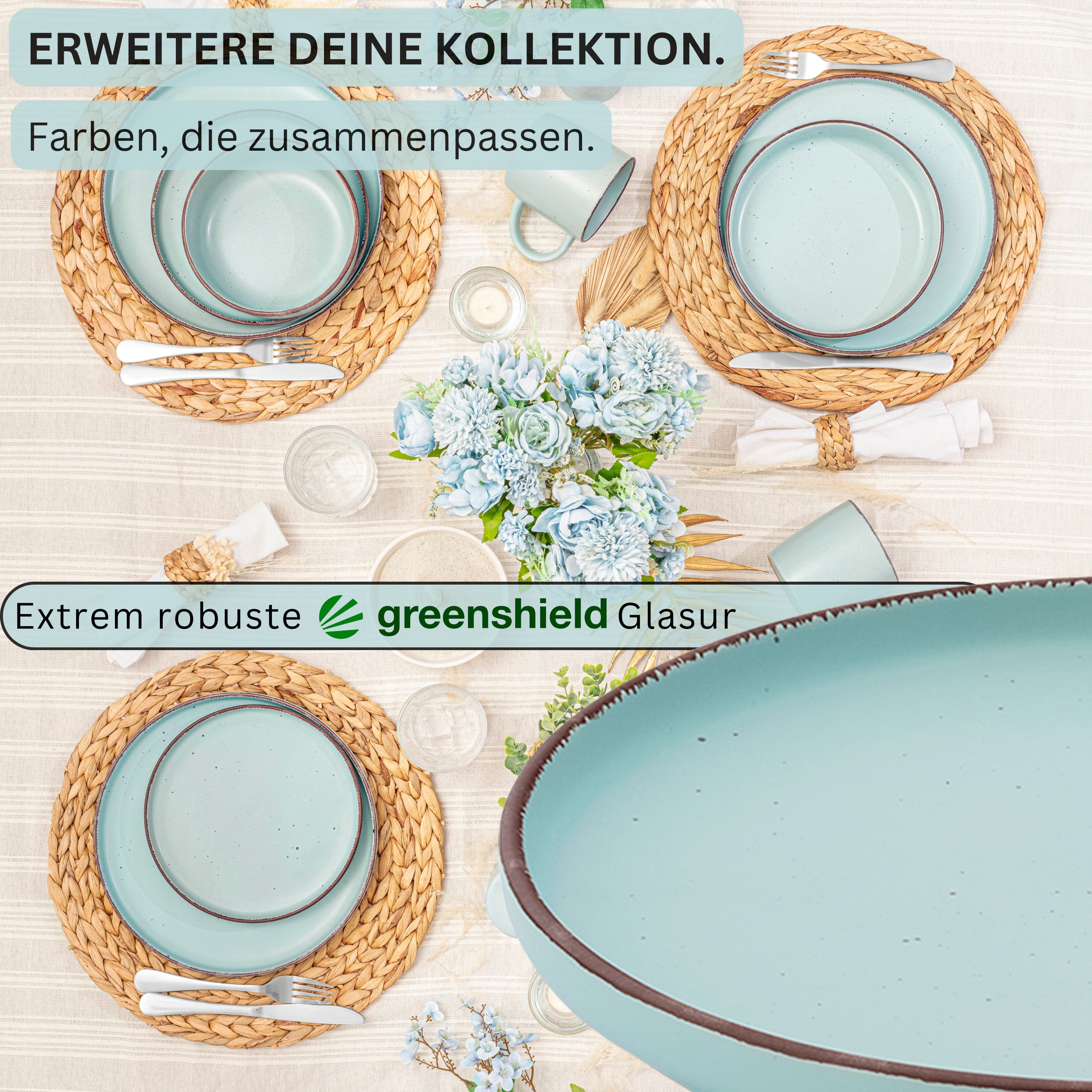 SÄNGER Steingut Dessertteller Bombay Breeze 4 teilig