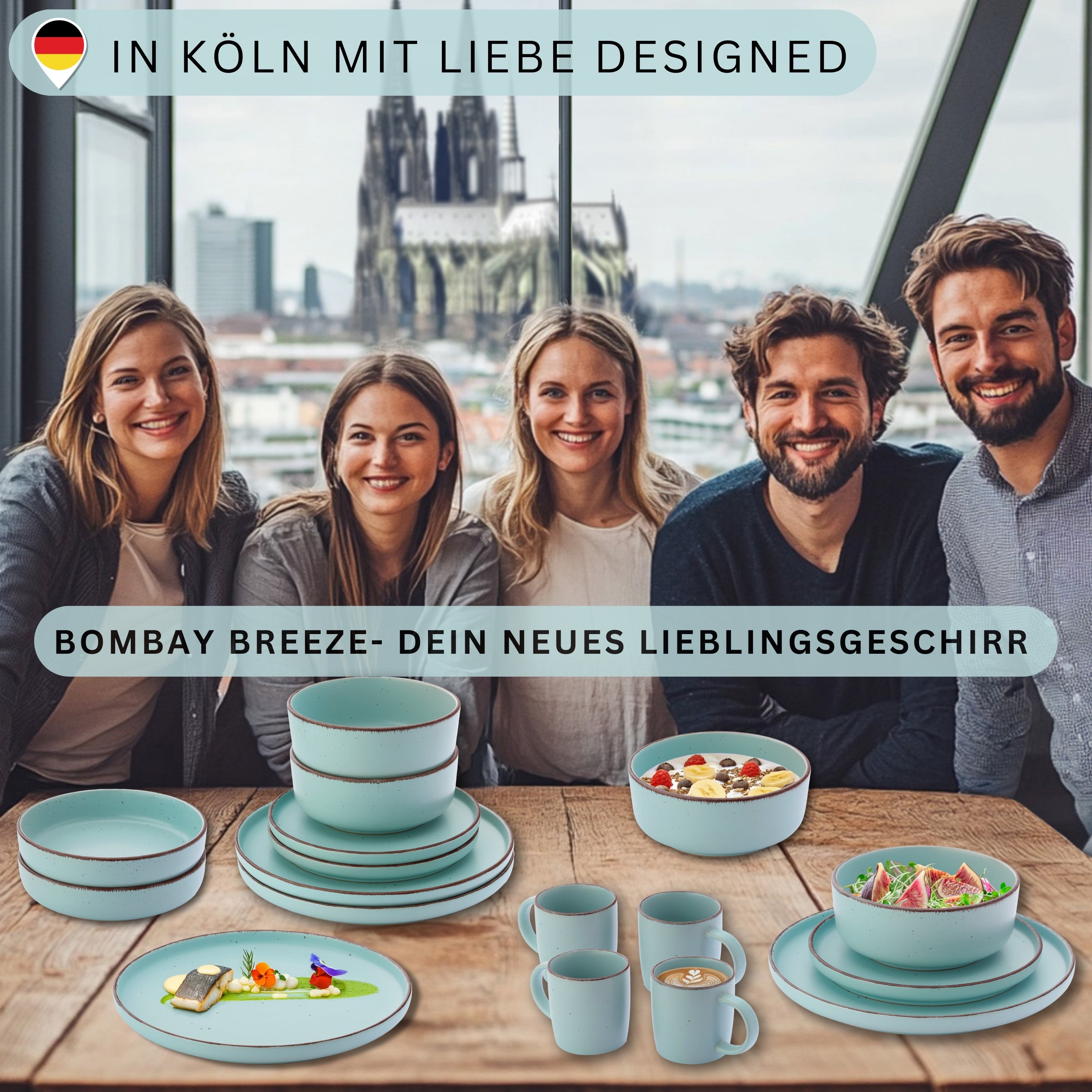 SÄNGER Steingut Dessertteller Bombay Breeze 4 teilig