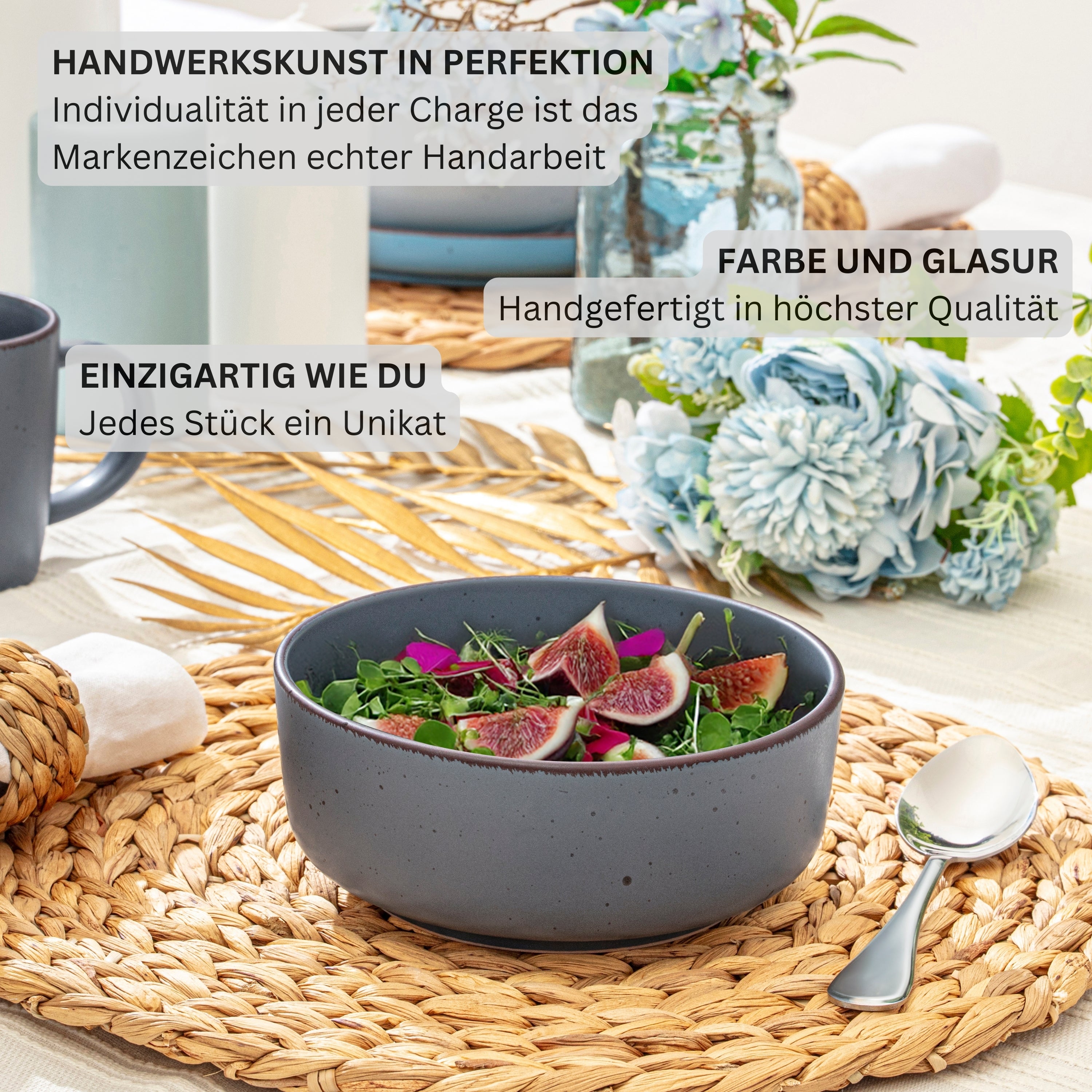 SÄNGER Steingut Schalen Bombay Graphit 4 teilig