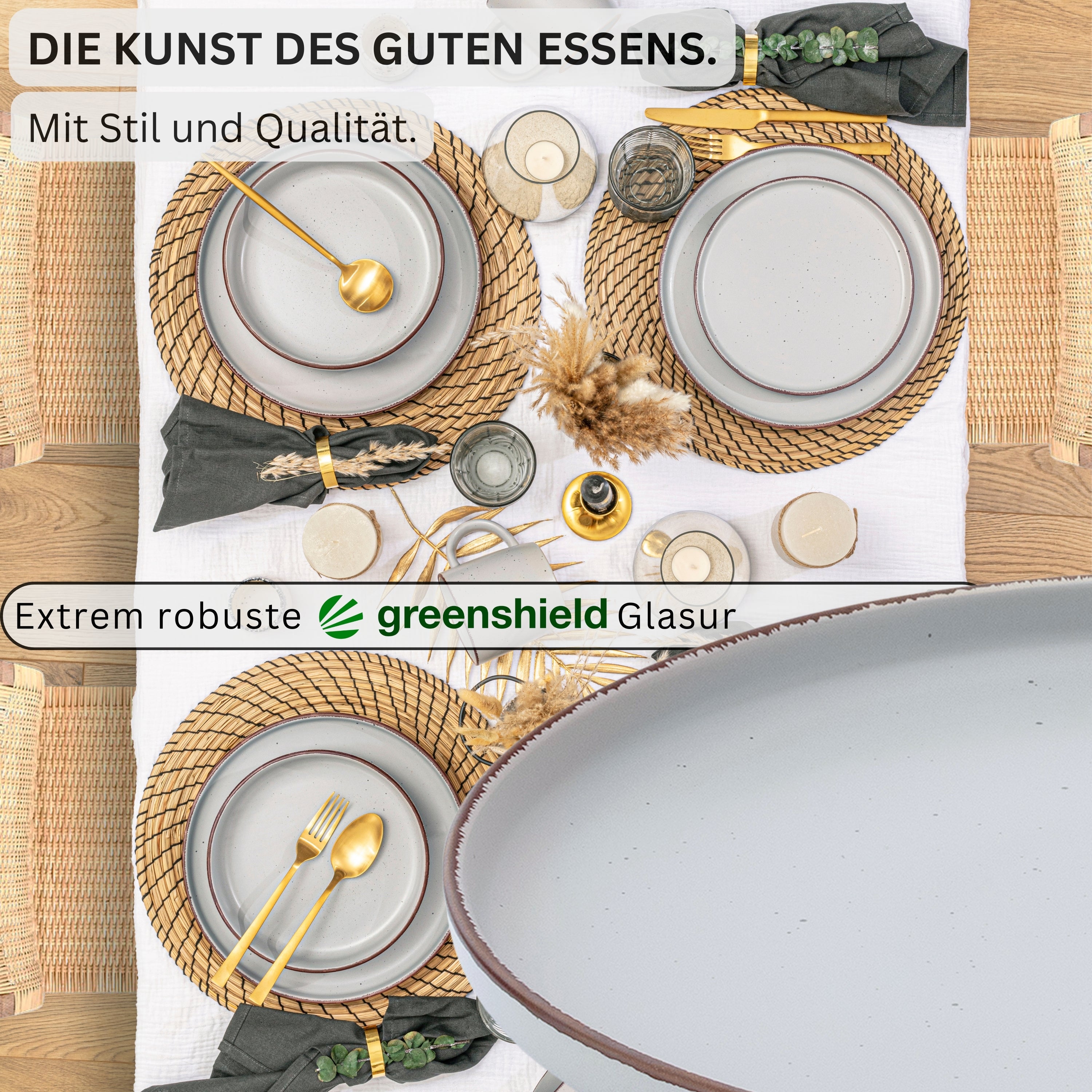 SÄNGER Steingut Speiseteller Bombay Stone 4 teilig