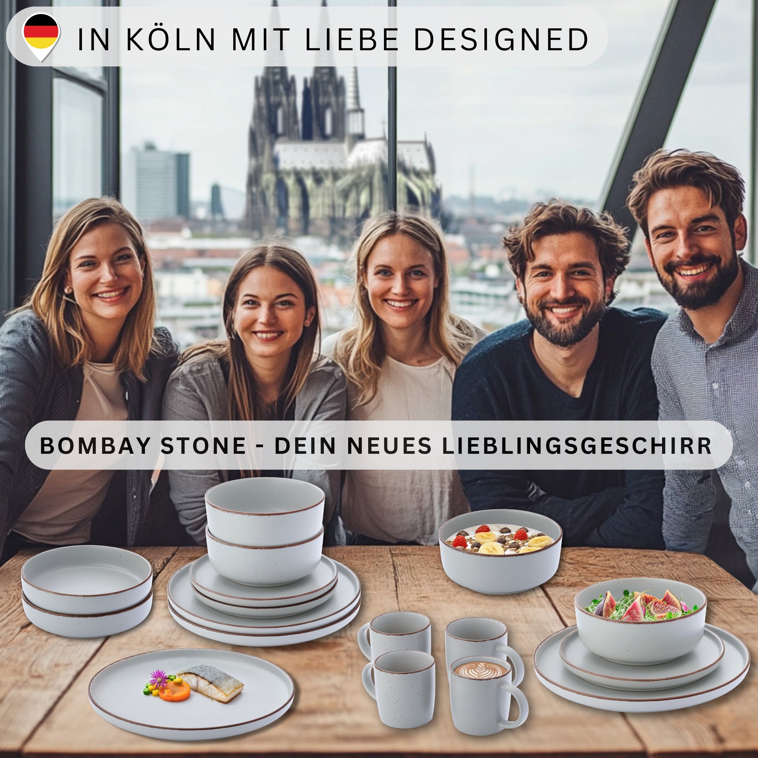 SÄNGER Steingut Speiseteller Bombay Stone 4 teilig