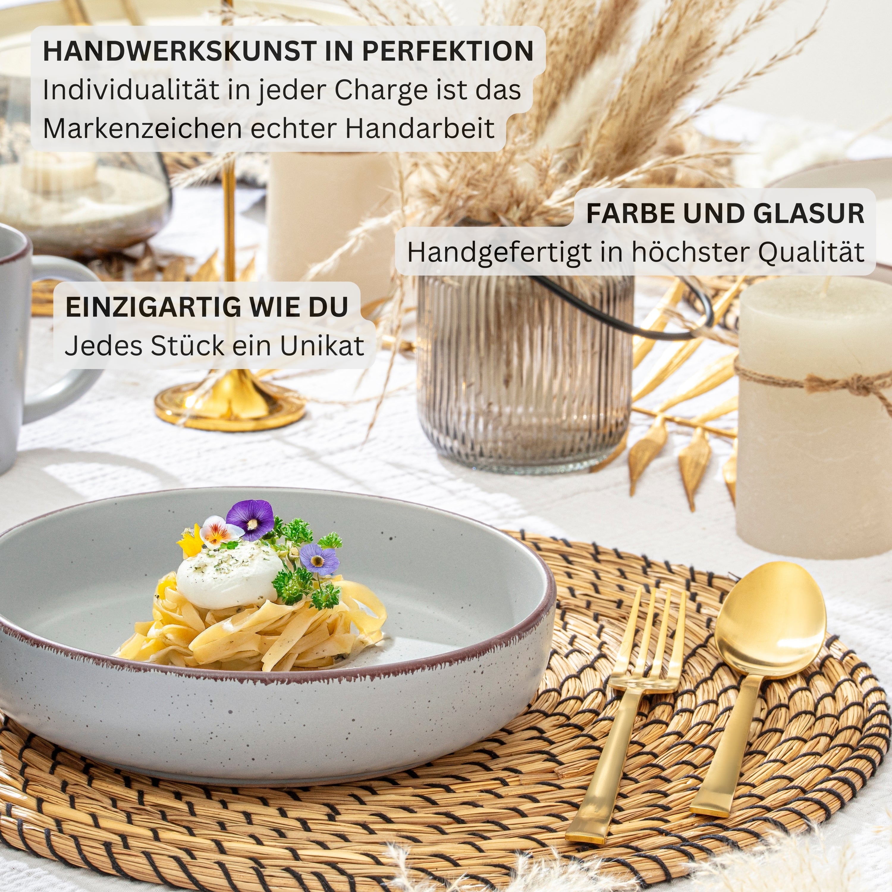 SÄNGER Steingut Pastaschalen Bombay Stone 4 teilig