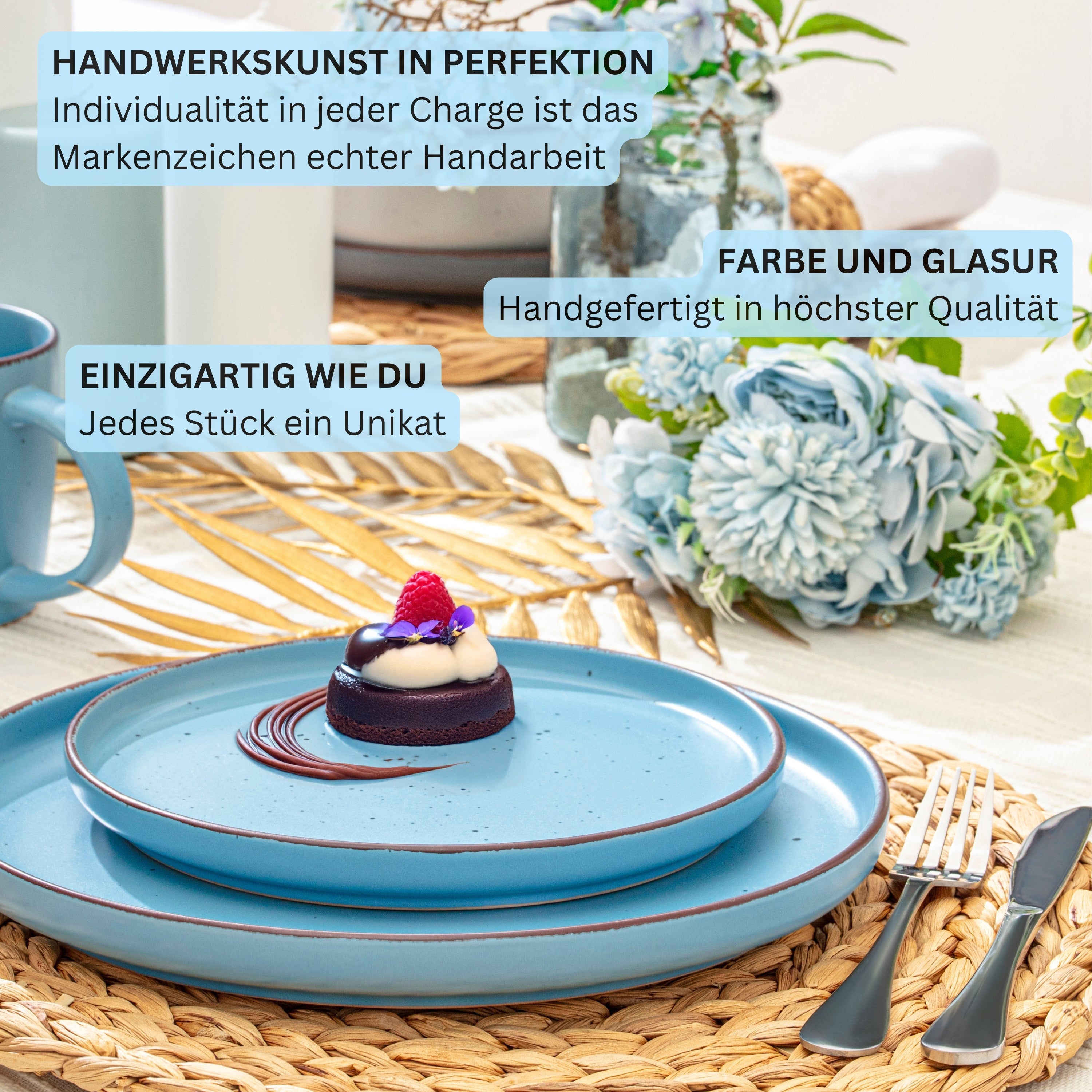 SÄNGER Stoneware Dessert Plate Bombay Sapphire Set of 4