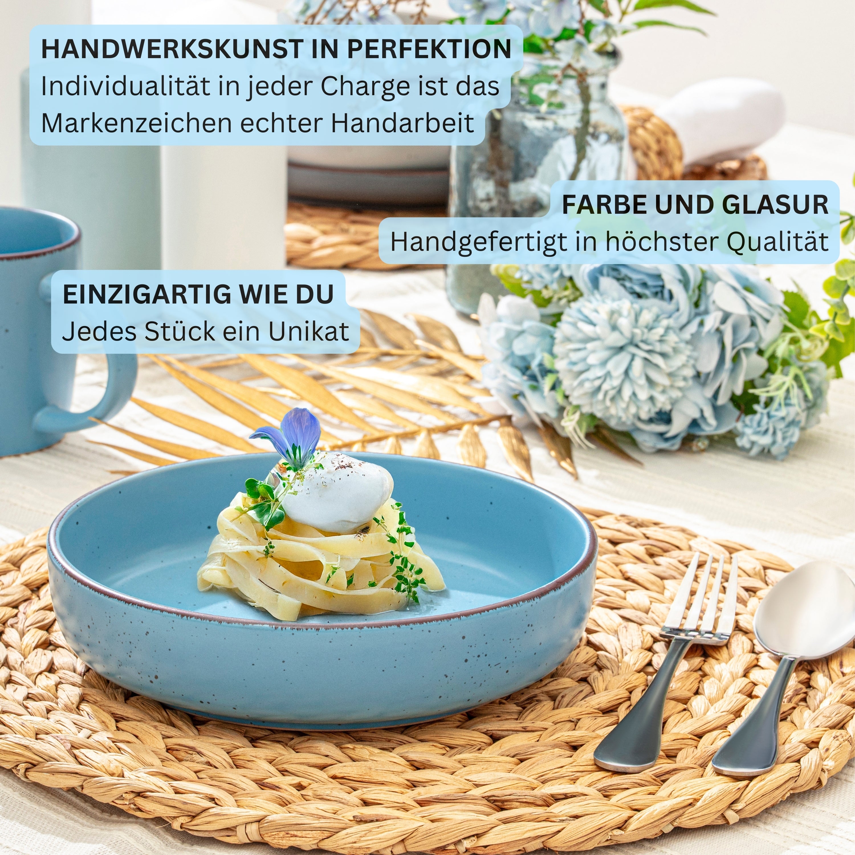 SÄNGER Steingut Pastaschalen Bombay Saphir 4 teilig