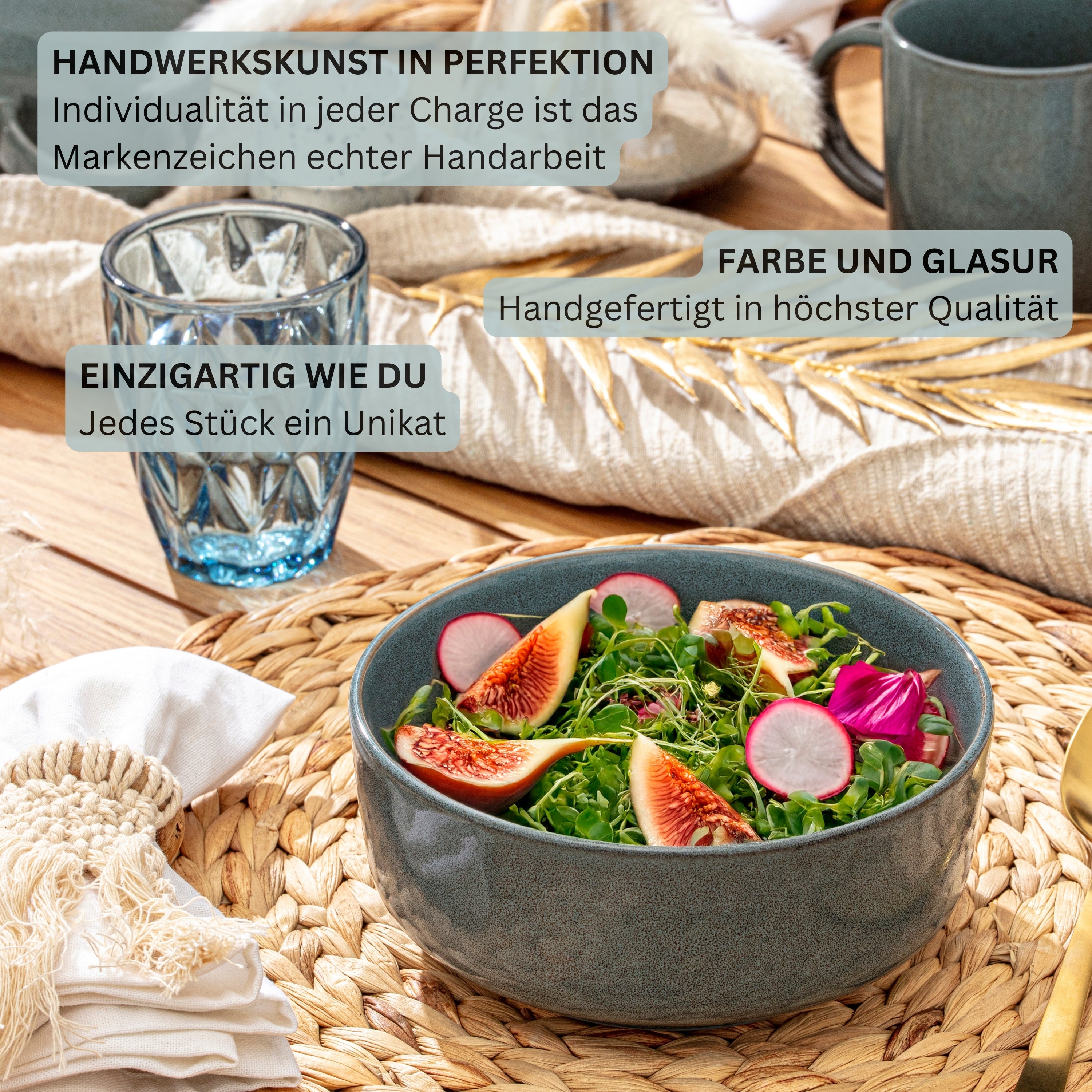 SÄNGER Stoneware Dinnerware Set Cairo Ocean 18-piece for 6 people