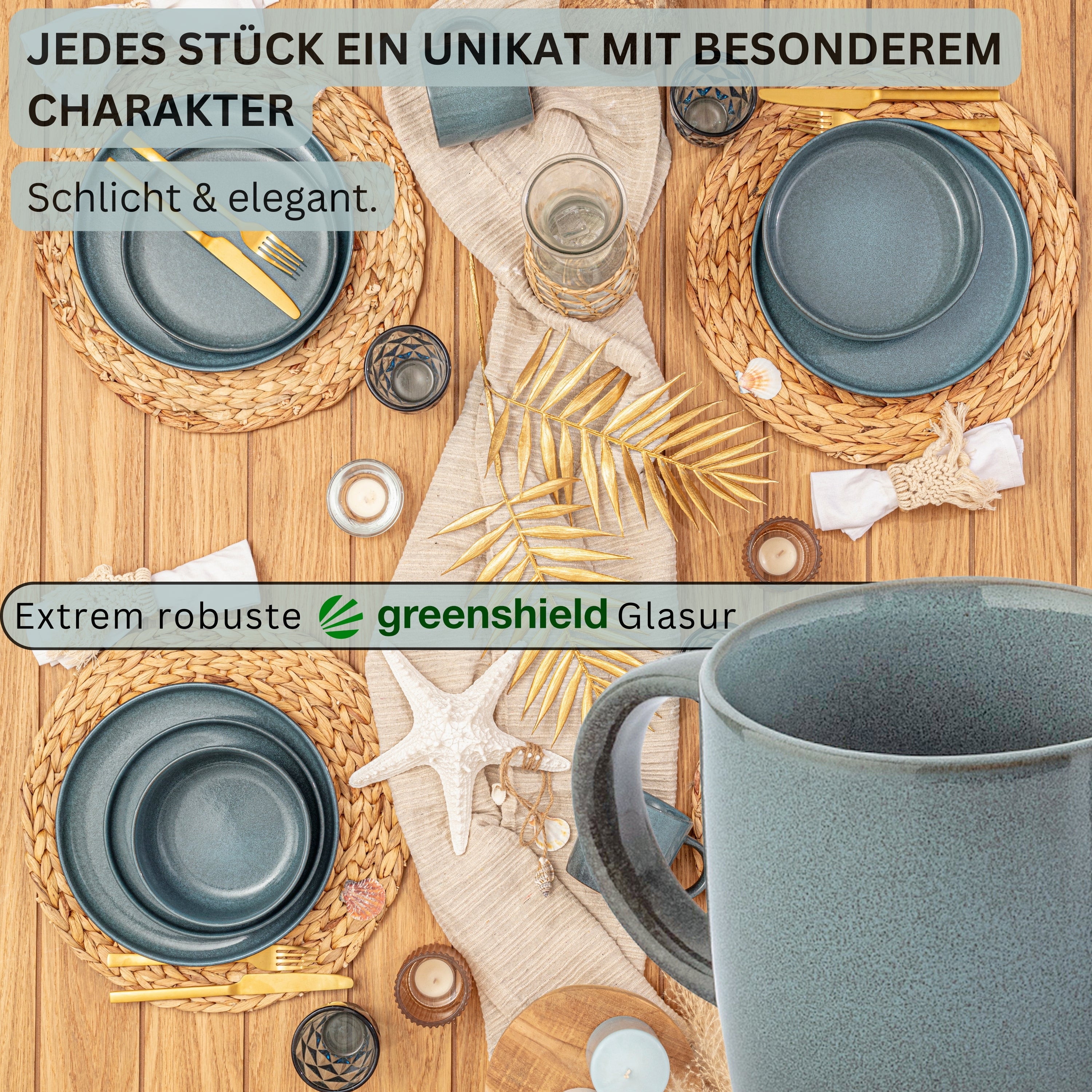 SÄNGER Stoneware Coffee Mugs Cairo Ocean 6-piece