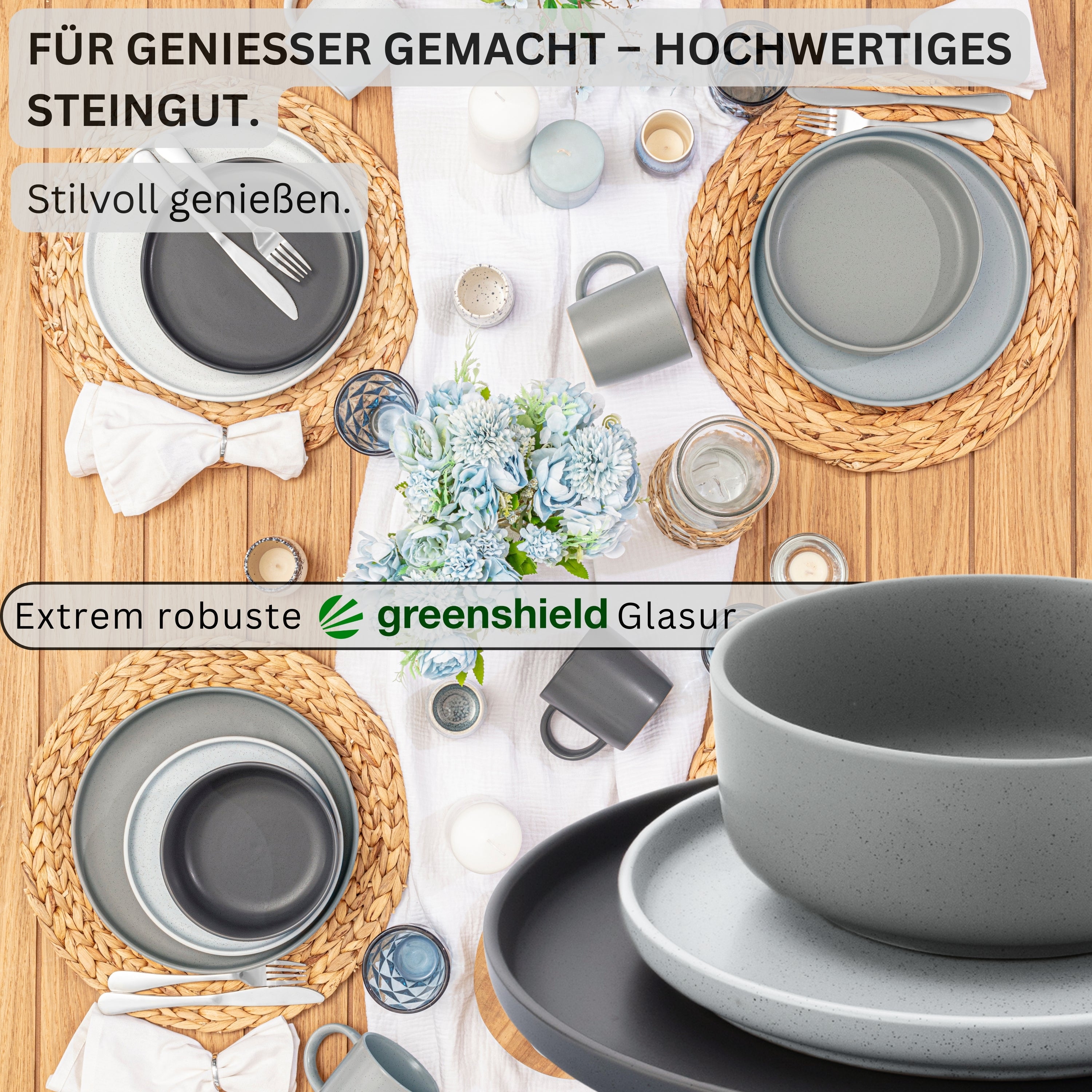 SÄNGER Steingut Geschirrset Leeds 16 teilig für 4 Personen