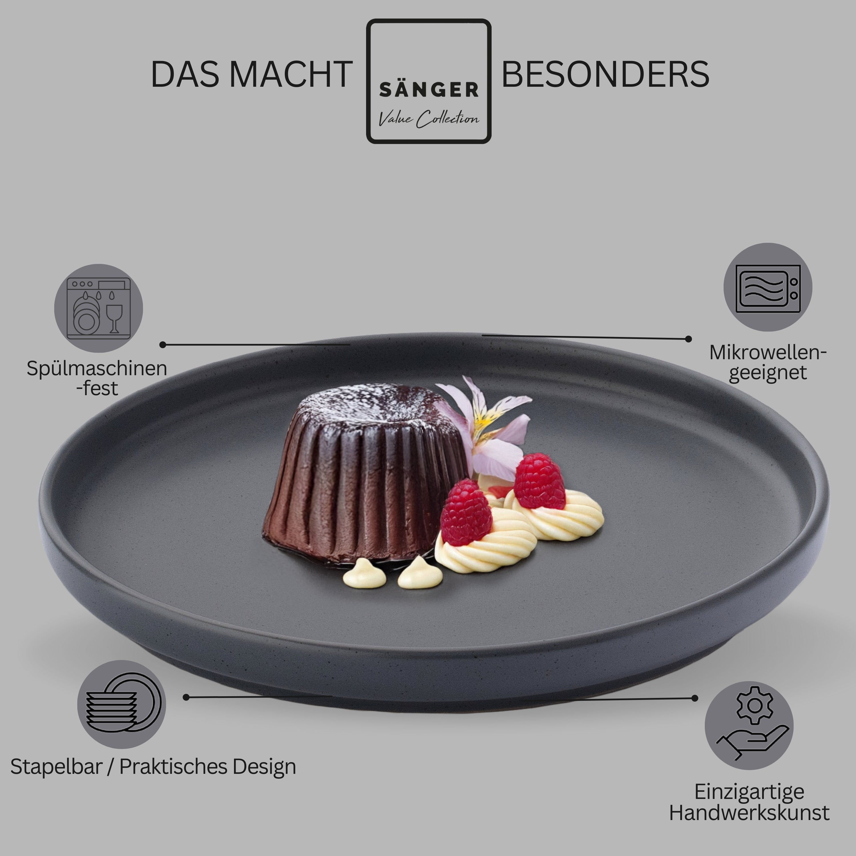 SÄNGER Stoneware Dessert Plate Leeds Set of 4