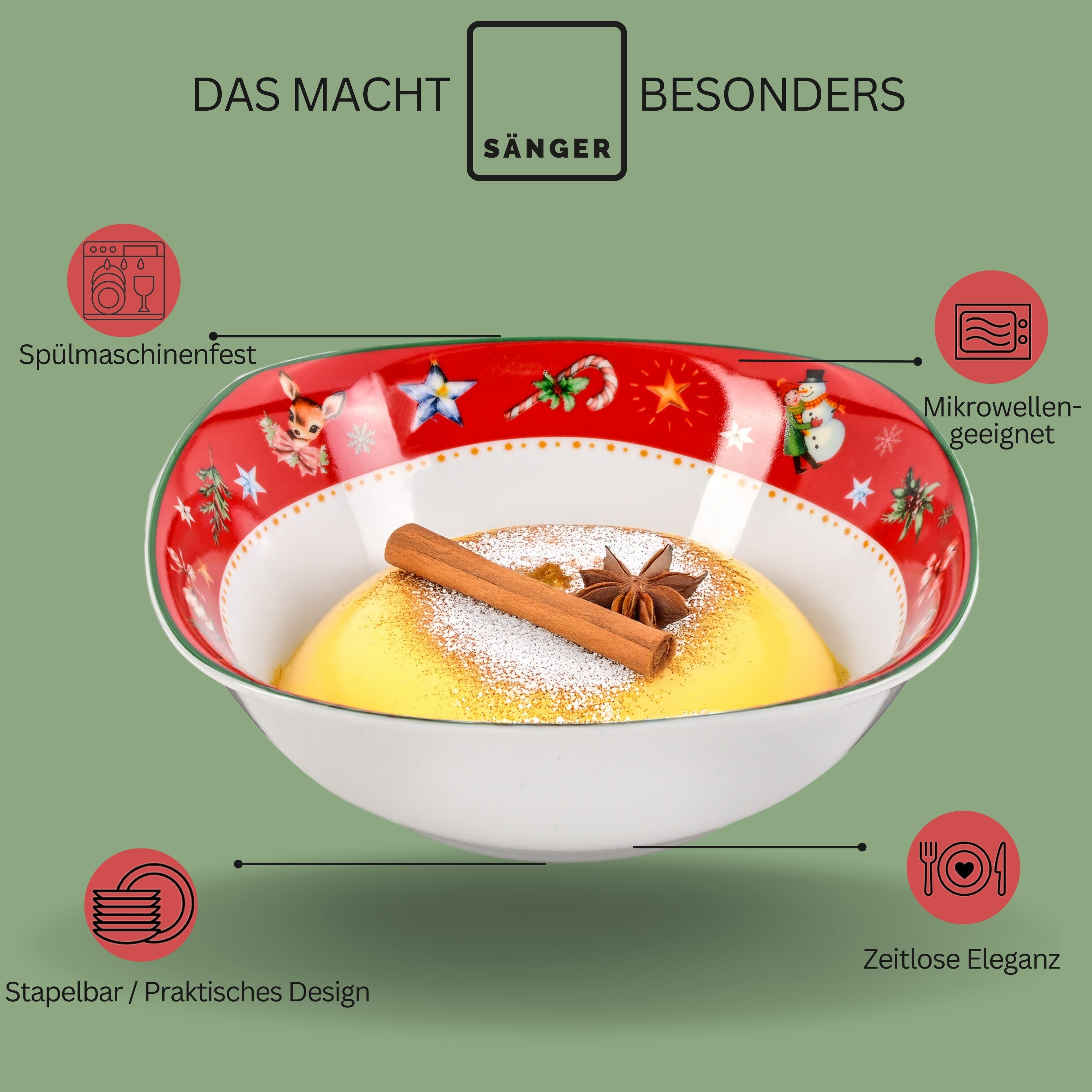 SÄNGER Muesli Bowl Set Bilgola Christmas Design 6-Piece