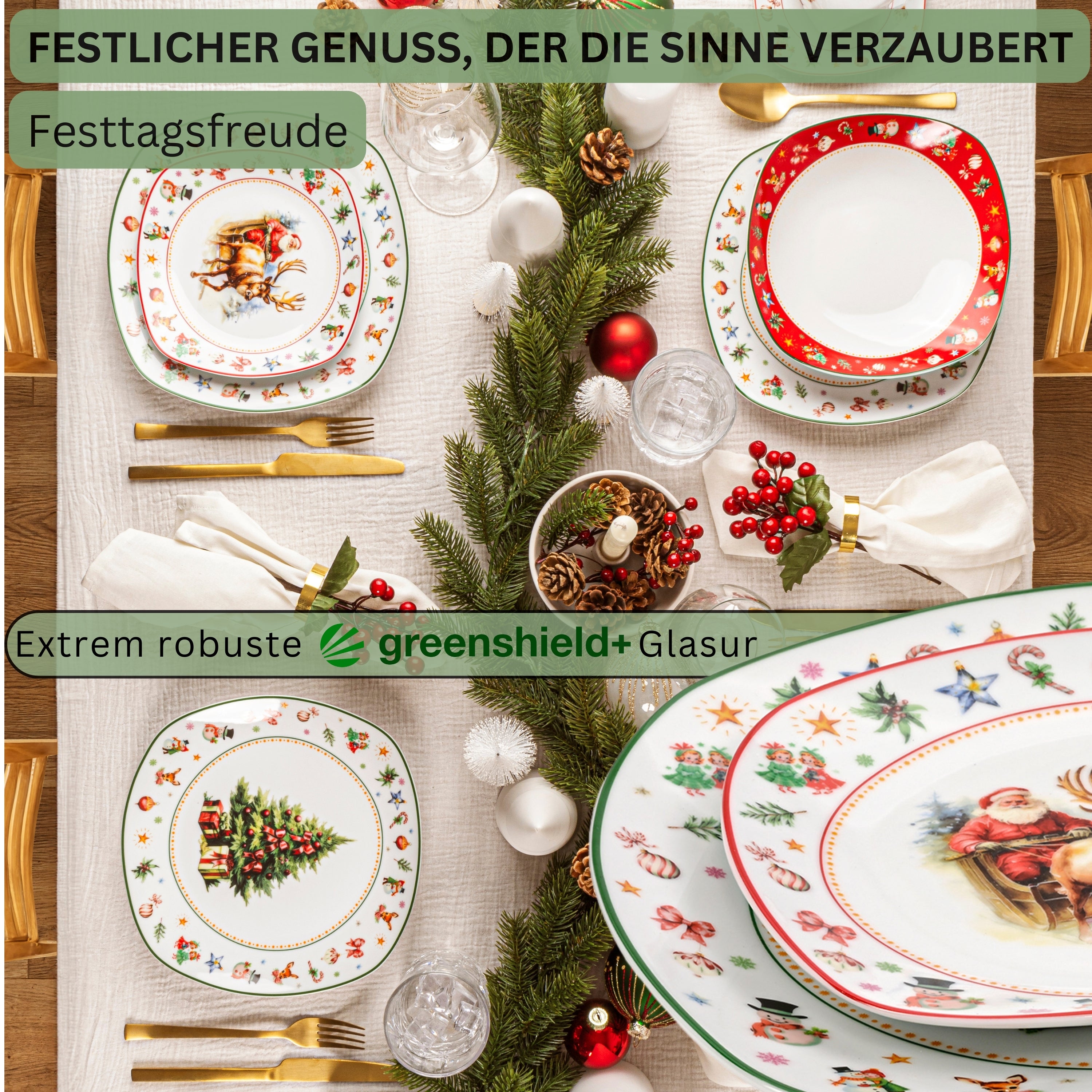 SÄNGER Porzellan Kombiservice Bilgola Christmas Design 36 teilig für 6 Personen