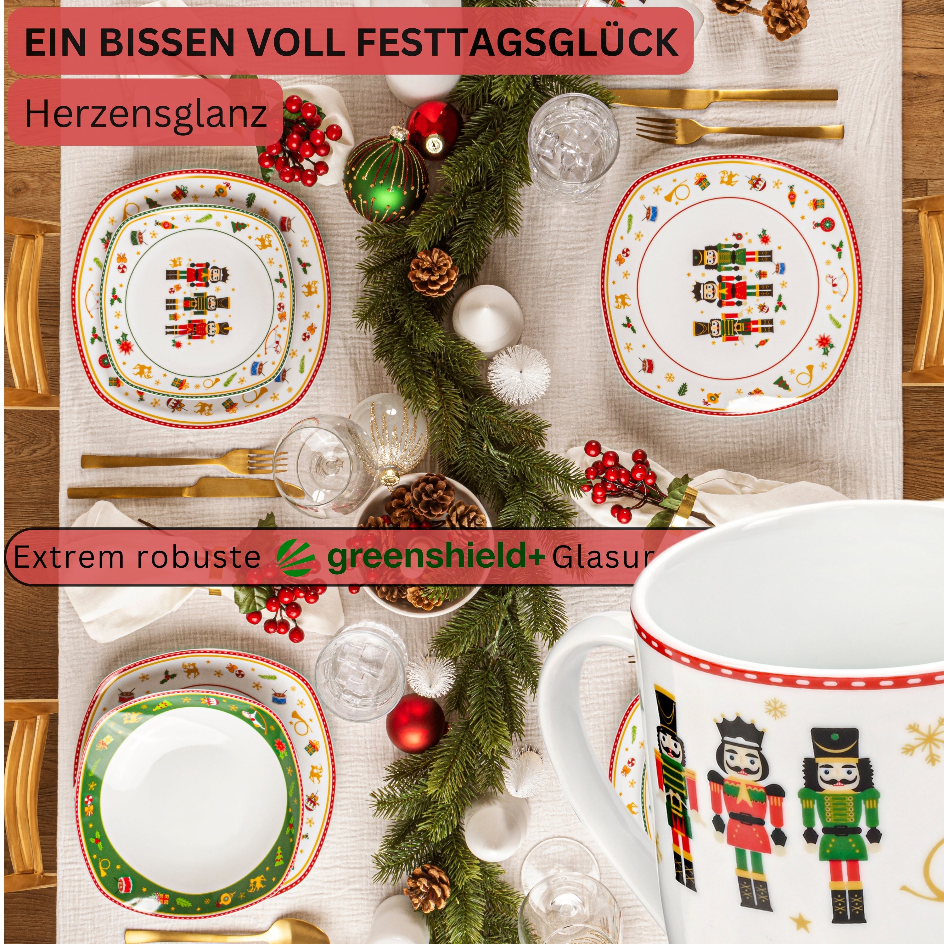 SÄNGER Kaffeebecher Set Bilgola Nussknacker Design 6 teilig