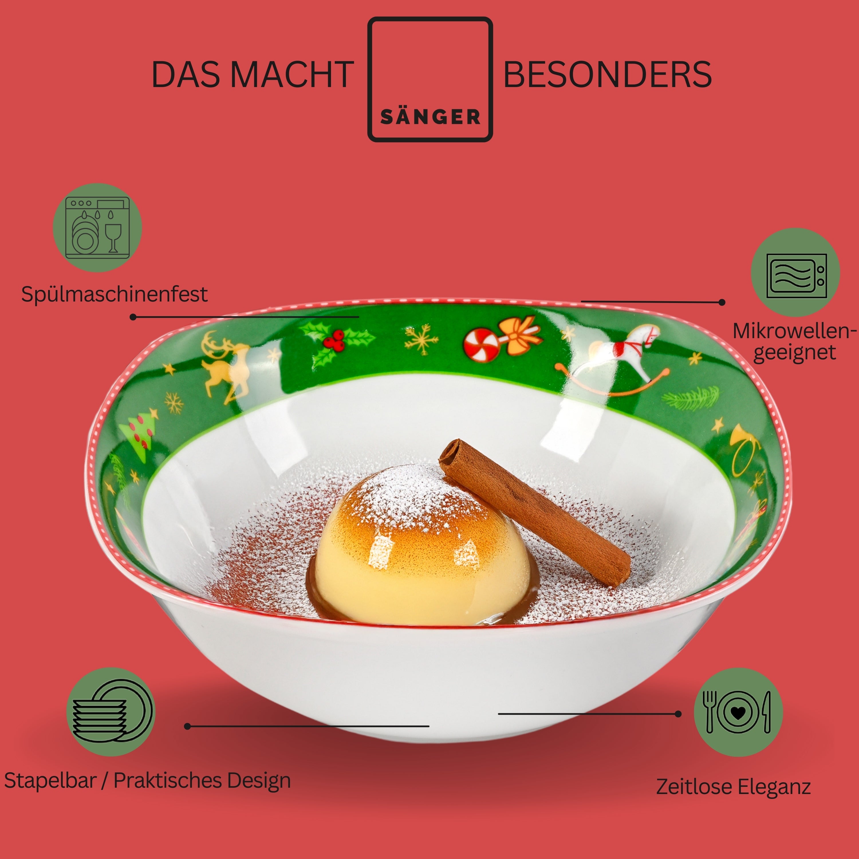 SÄNGER Müslischalen Set Bilgola Nussknacker Design 6 teilig