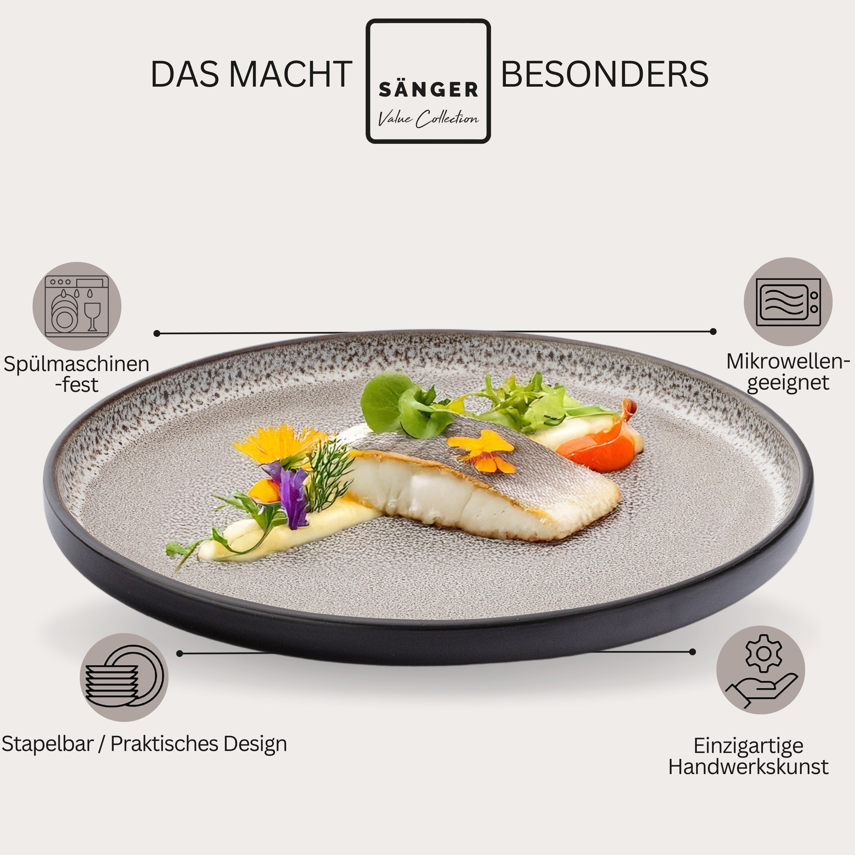 SÄNGER Stoneware Dinner Plate Luxor 6-Piece Set