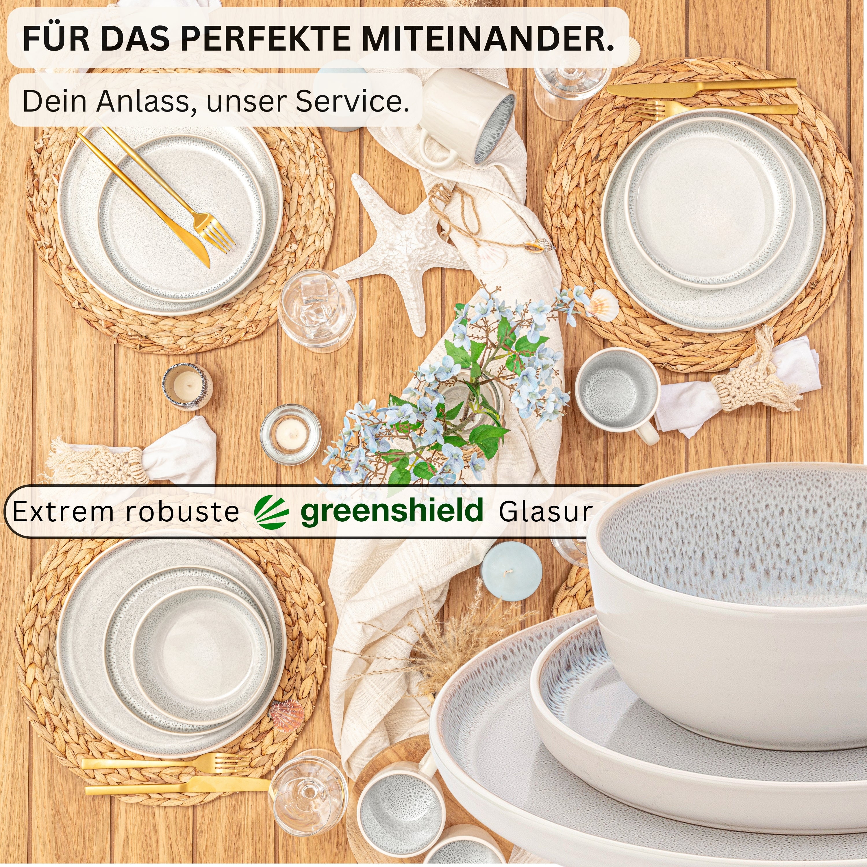 SÄNGER Steingut Geschirrset Kreta 18 teilig für 6 Personen