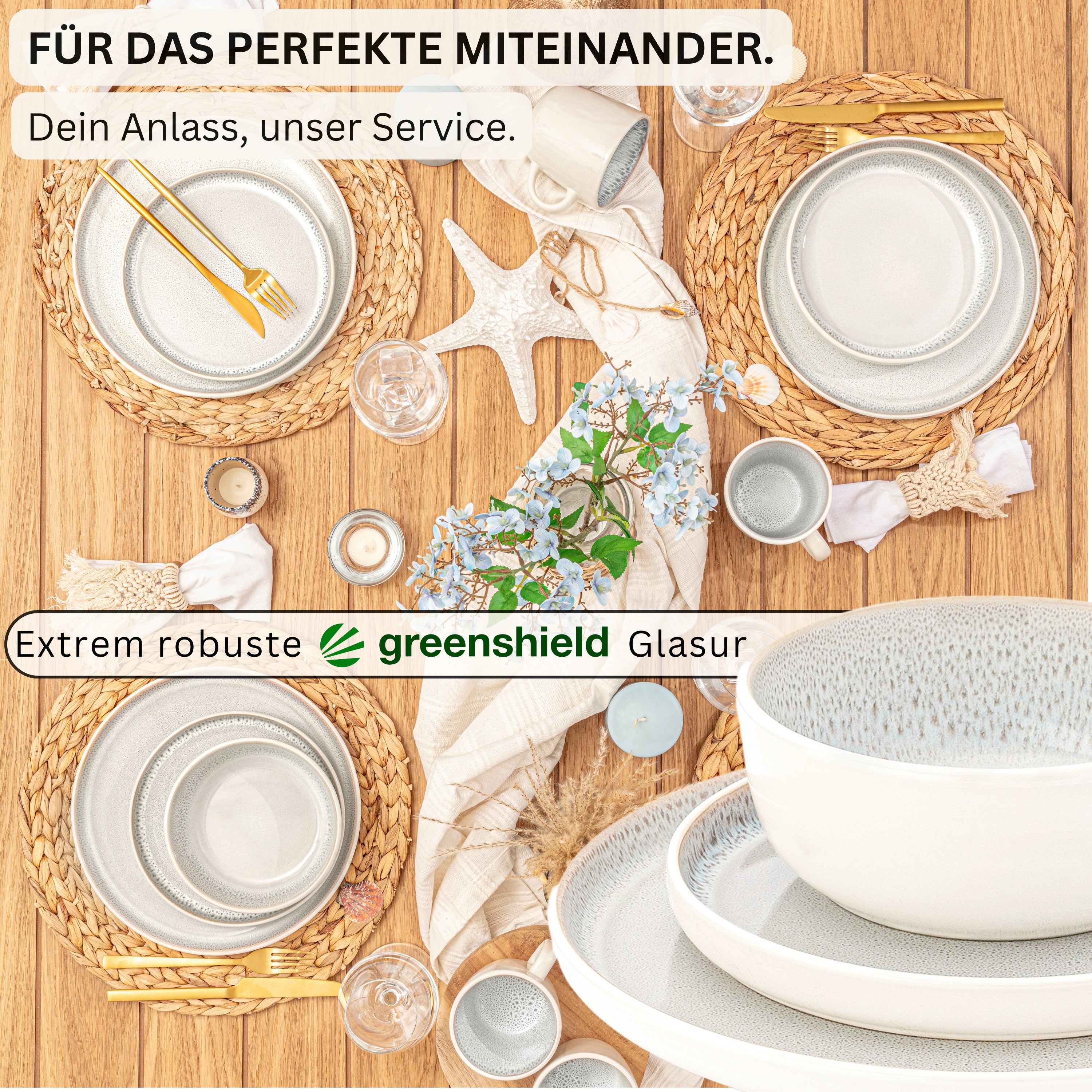 SÄNGER Stoneware Dinner Set Kreta 18 Pieces for 6 People