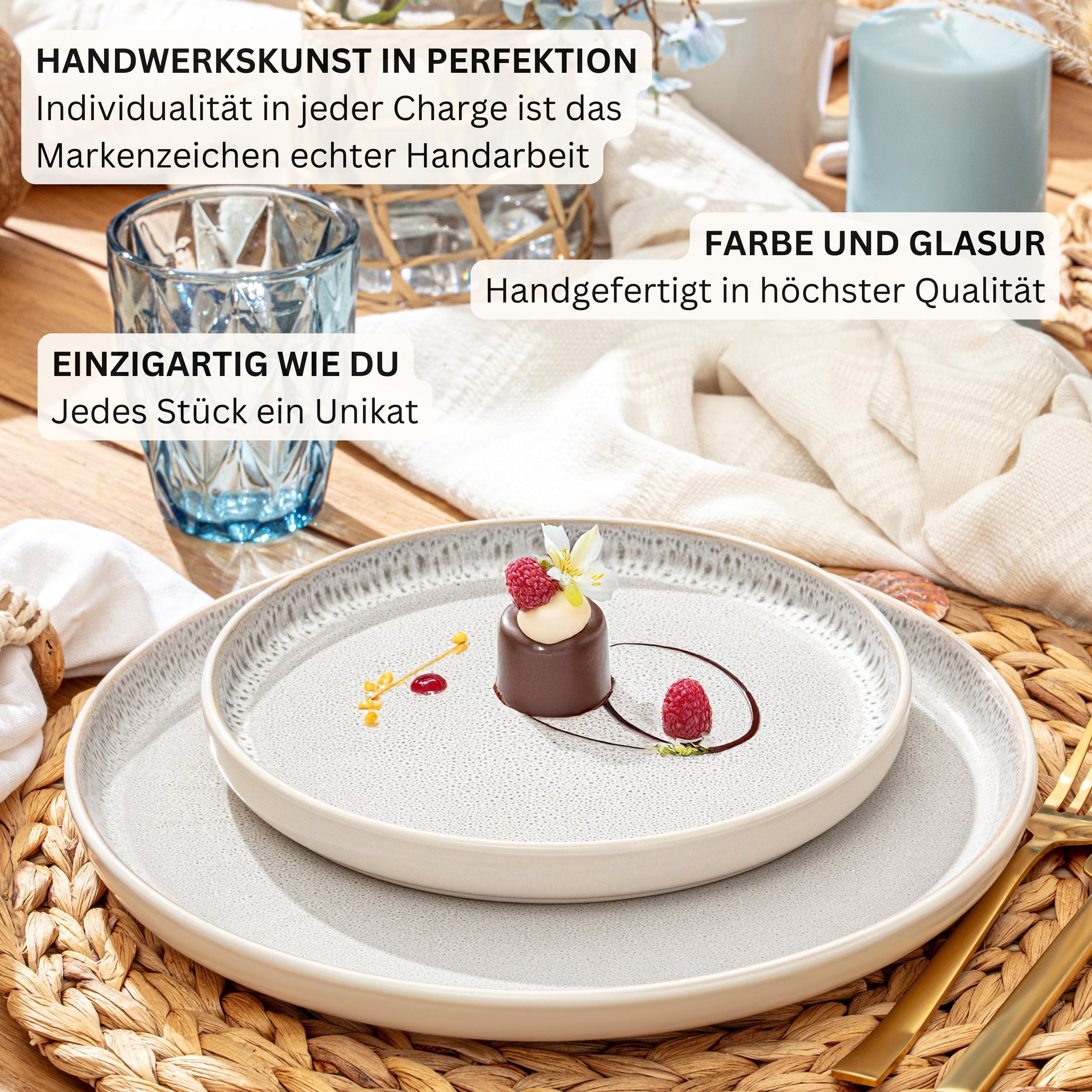 SÄNGER Steingut Geschirrset Kreta 18 teilig für 6 Personen