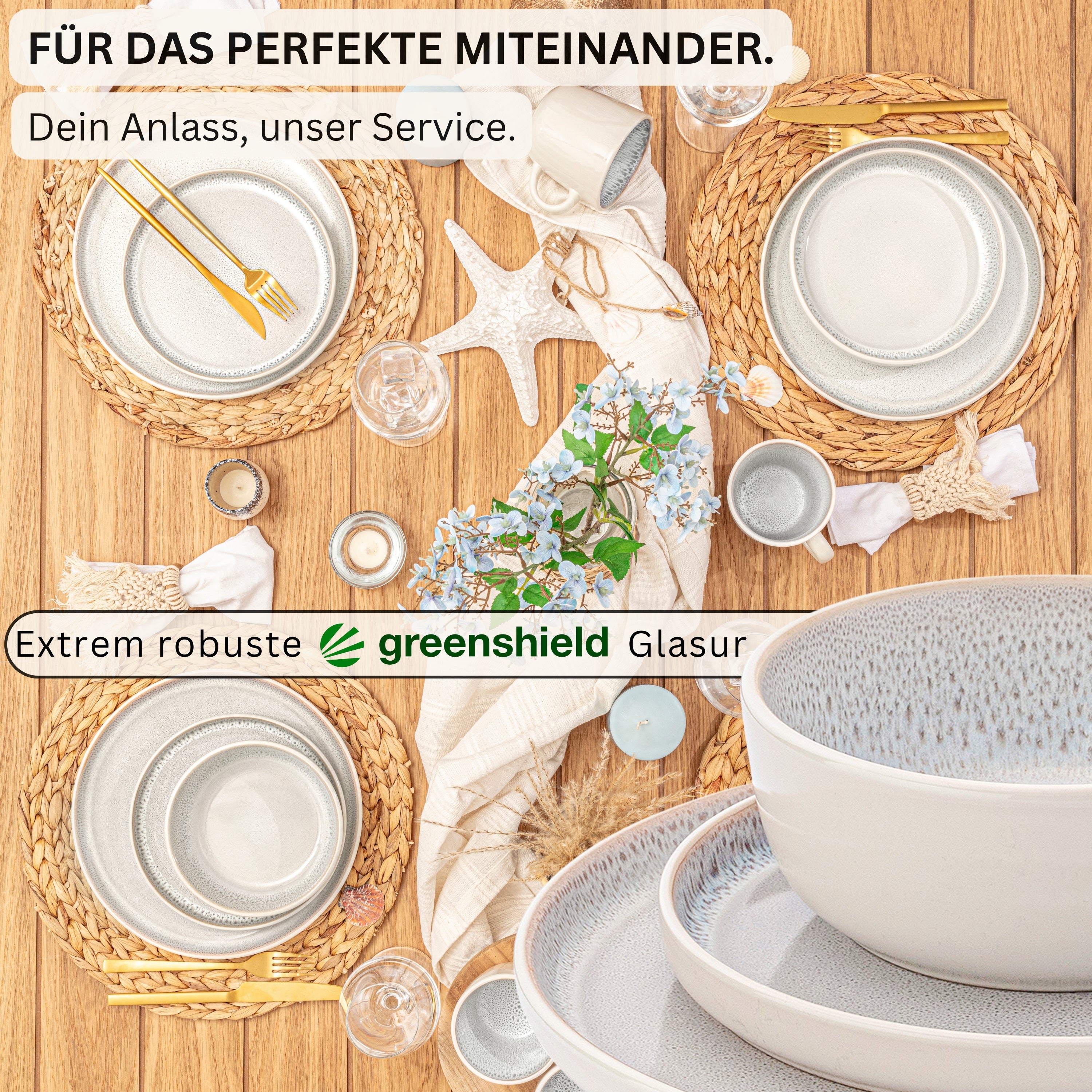 SÄNGER Steingut Geschirrset Kreta 24 teilig für 6 Personen