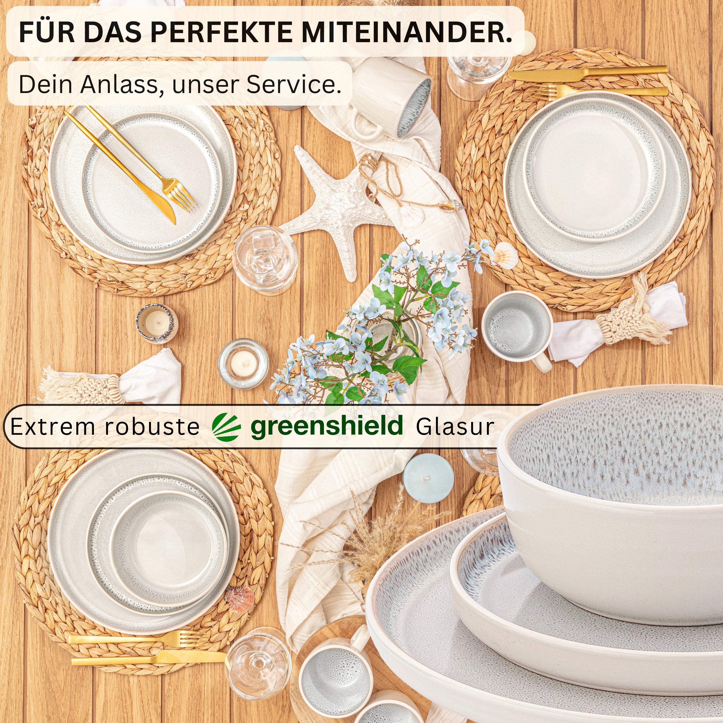 SÄNGER Steingut Geschirrset Kreta 30 teilig für 6 Personen