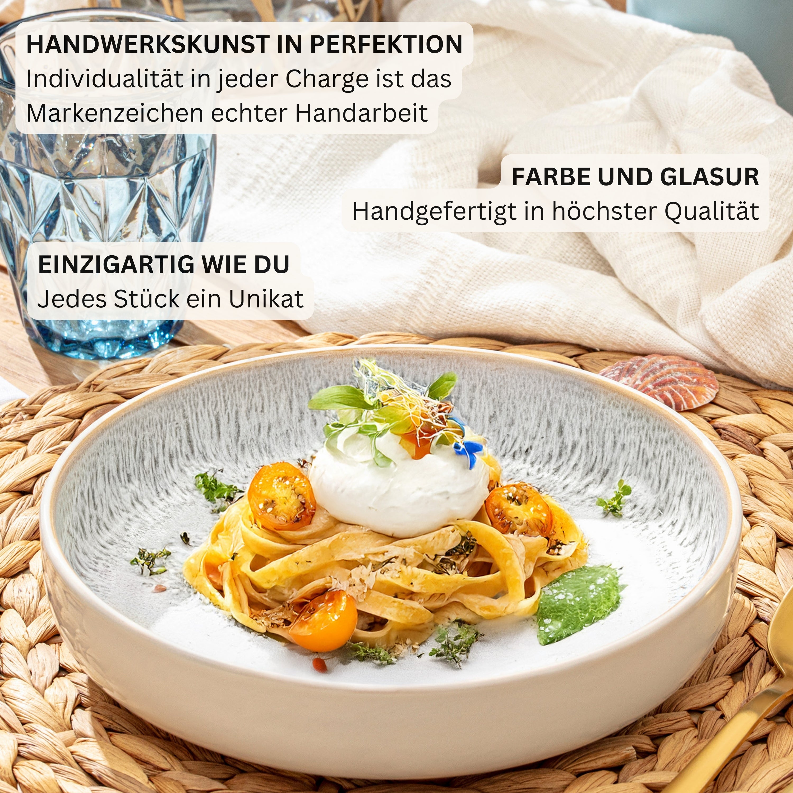 SÄNGER Steingut Geschirrset Kreta 24 teilig für 6 Personen