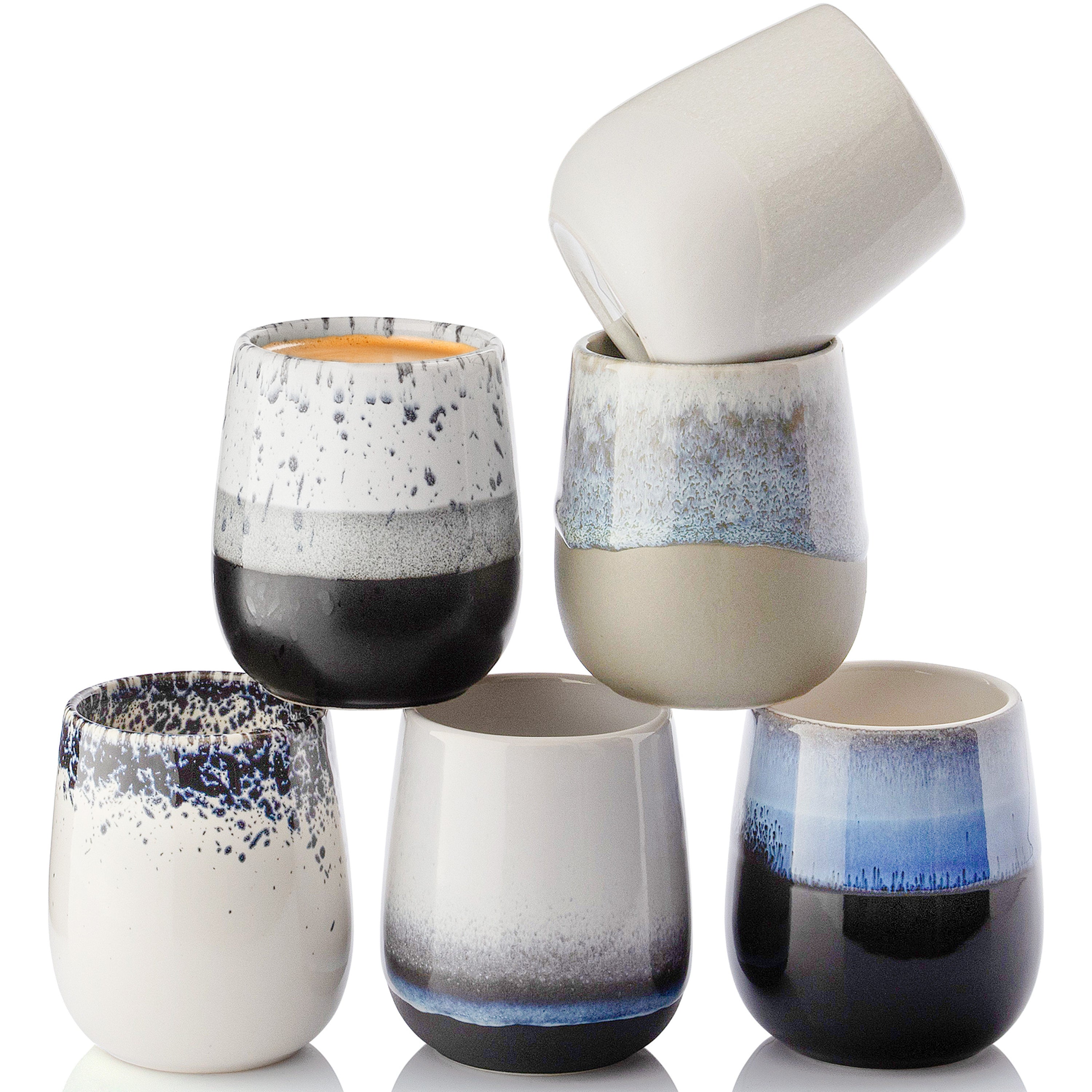 SÄNGER Steingut Kaffeebecher Siena 6 teilig 80 ml