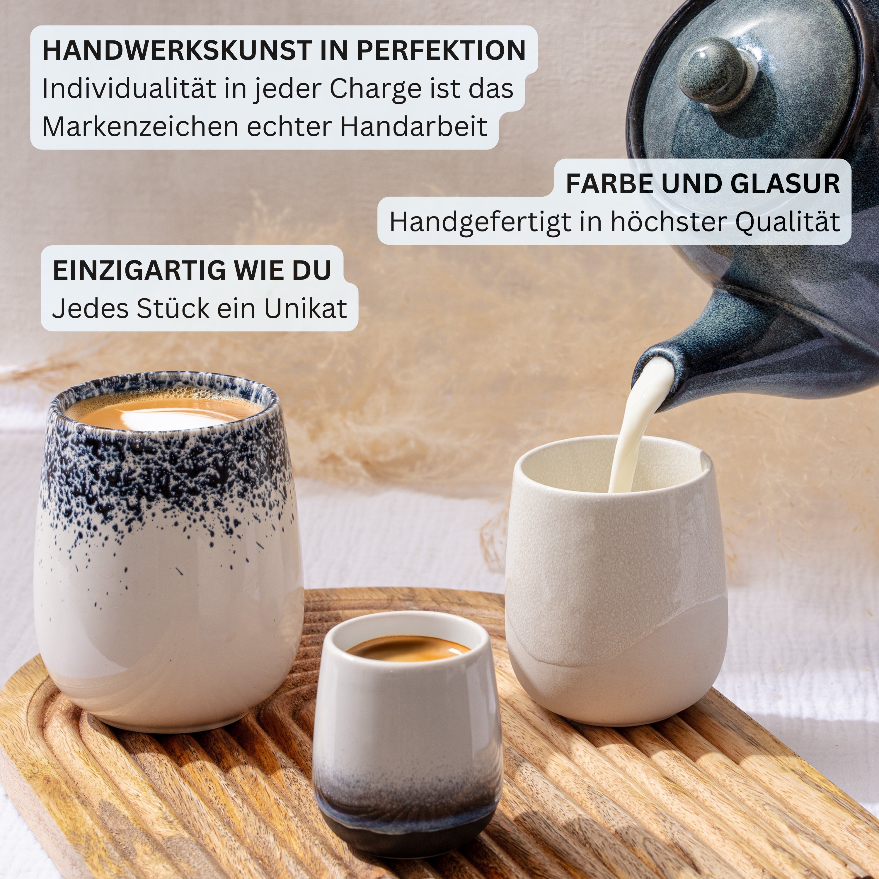 SÄNGER Steingut Kaffeebecher Siena 6 teilig 215 ml