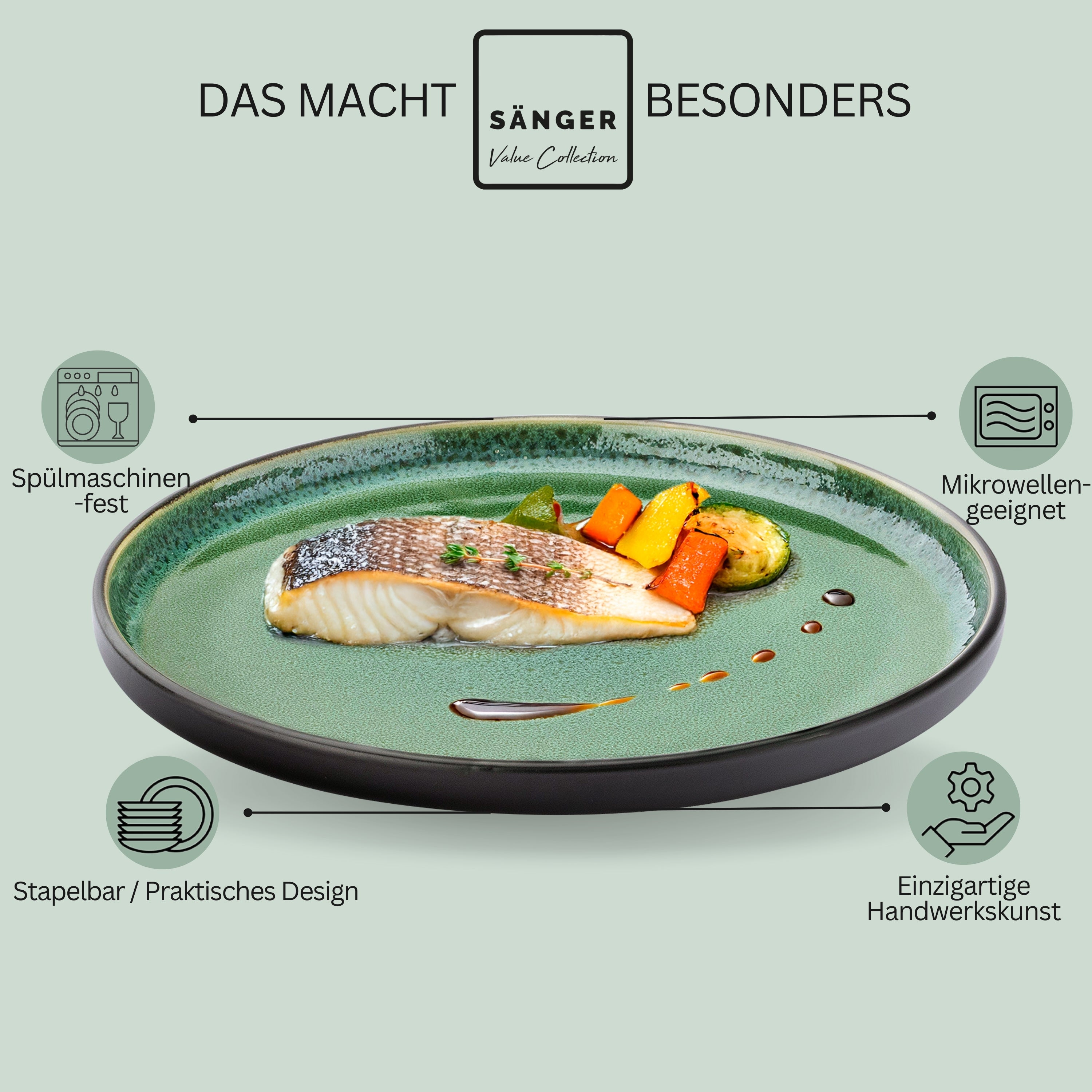 SÄNGER Stoneware Dinner Plate Greenwich 6-piece for 6 people
