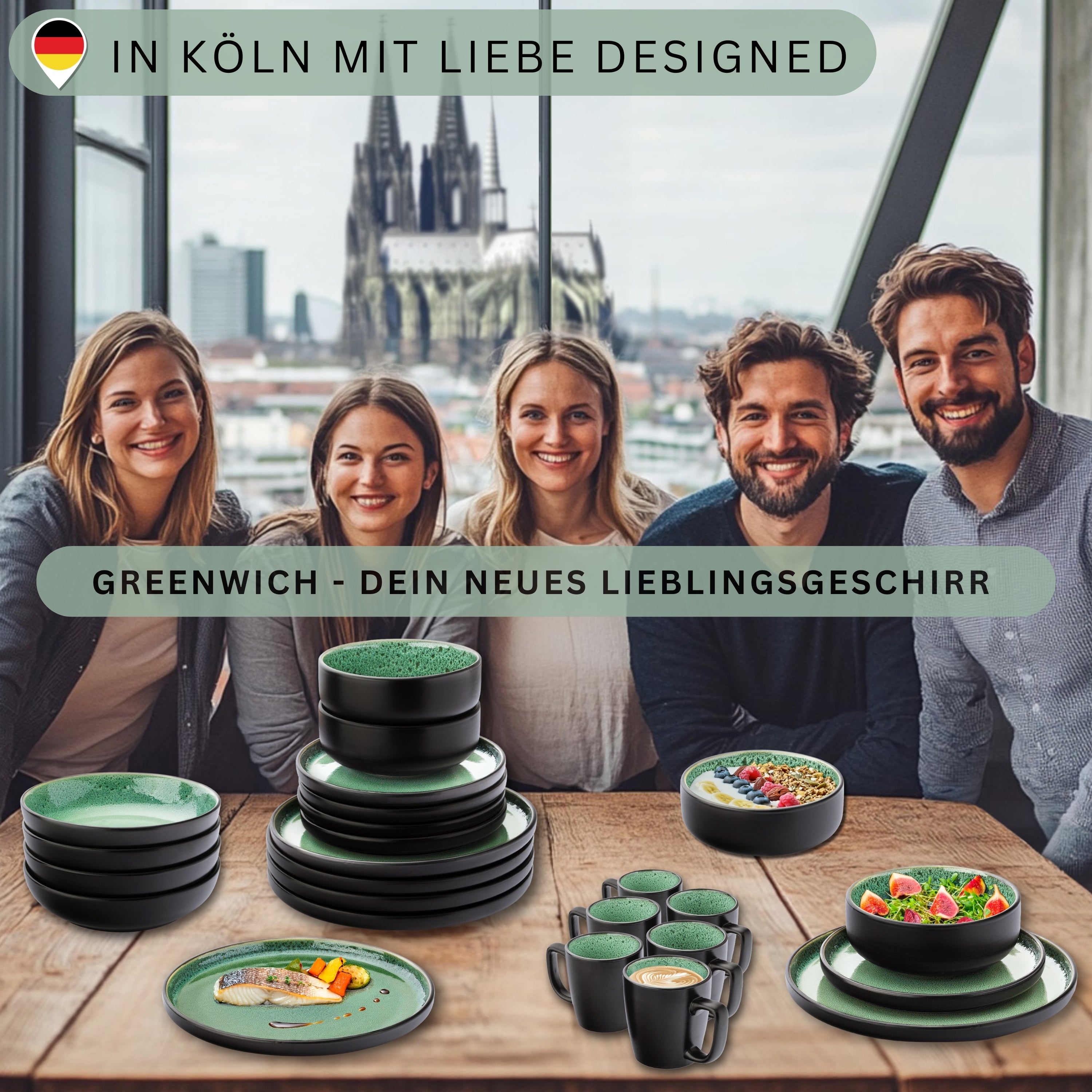 SÄNGER Steingut Kaffeebecher Greenwich 6 teilig für 6 Personen