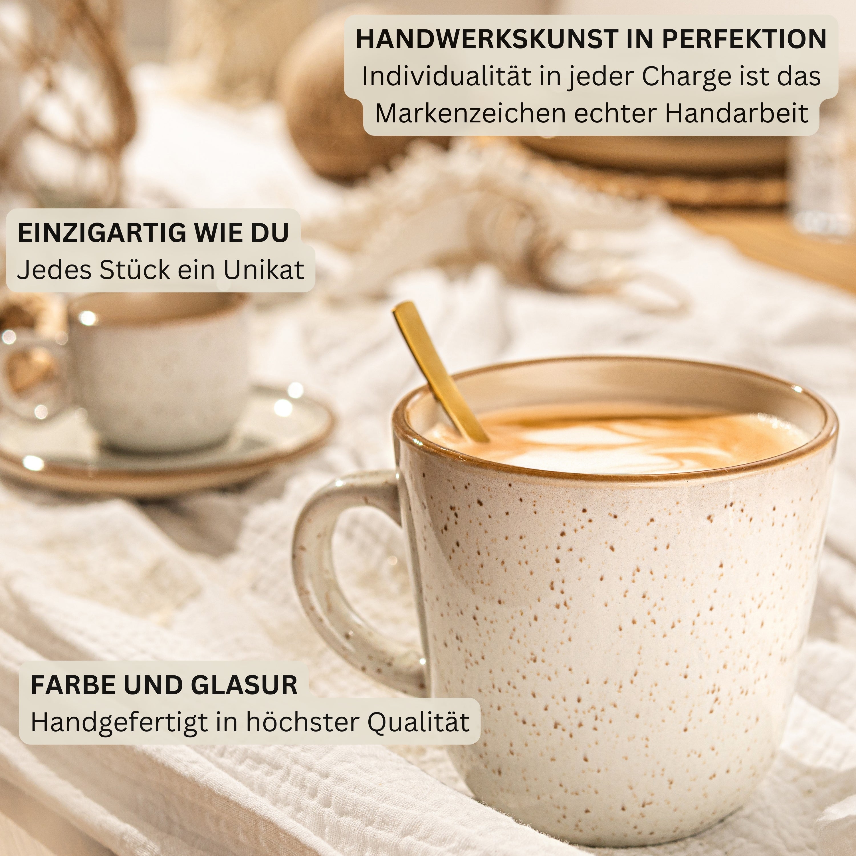 SÄNGER Steingut Geschirrset Rio Creme, Kombiservice 30 teilig für 6 Personen