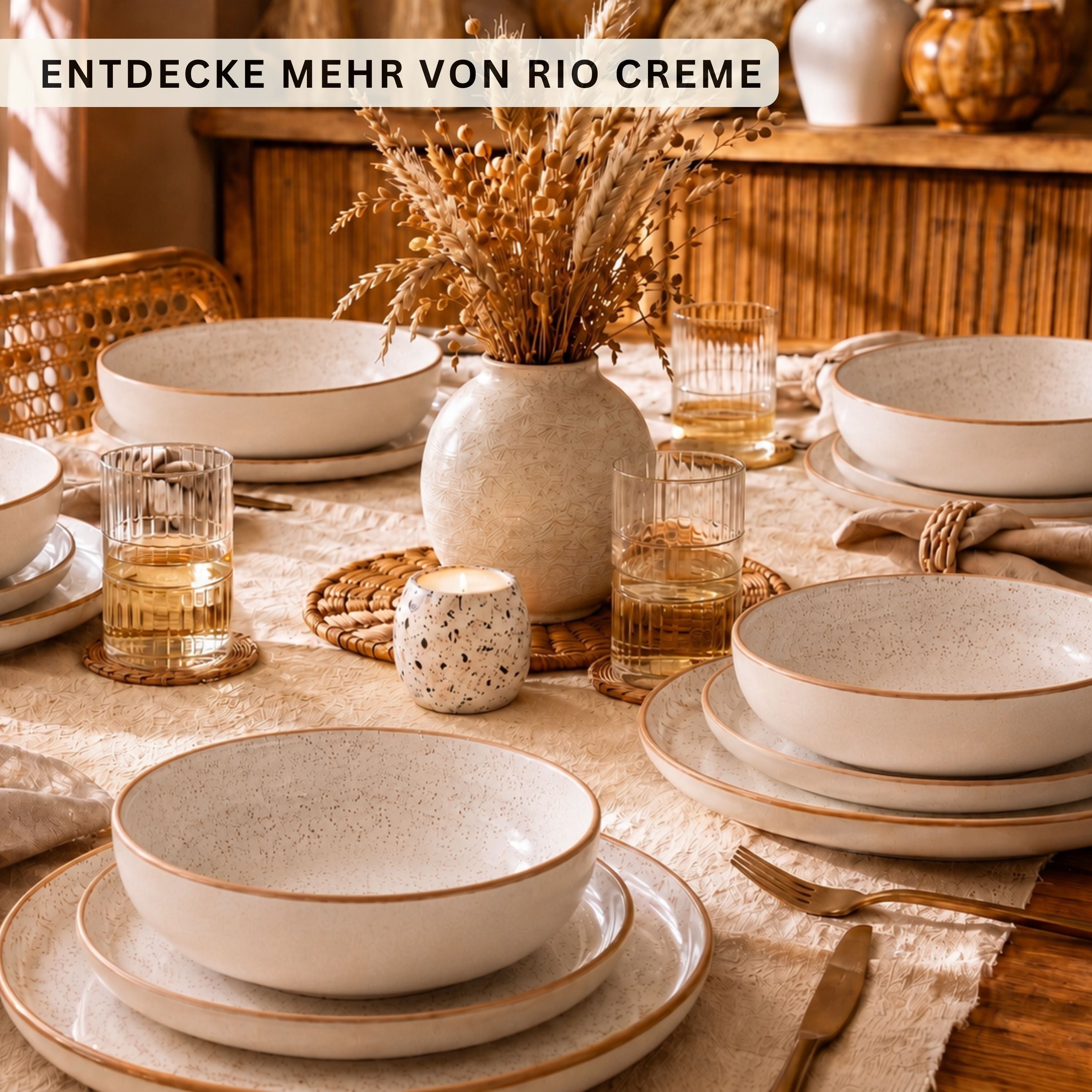 SÄNGER Steingut Geschirrset Rio Creme, Kombiservice 30 teilig für 6 Personen