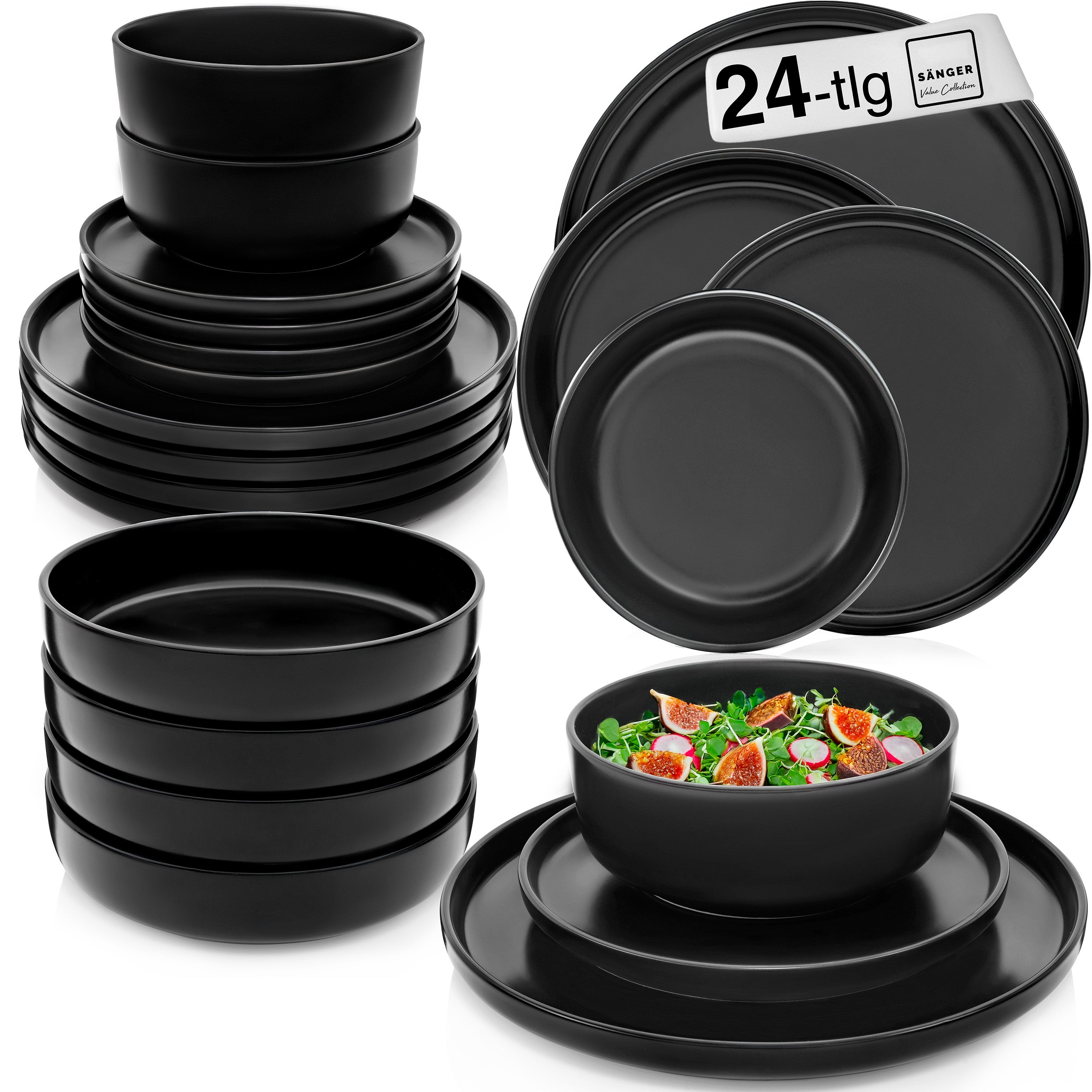 SÄNGER Steingut Geschirrset Madeira, Tafelservice 24 teilig für 6 Personen