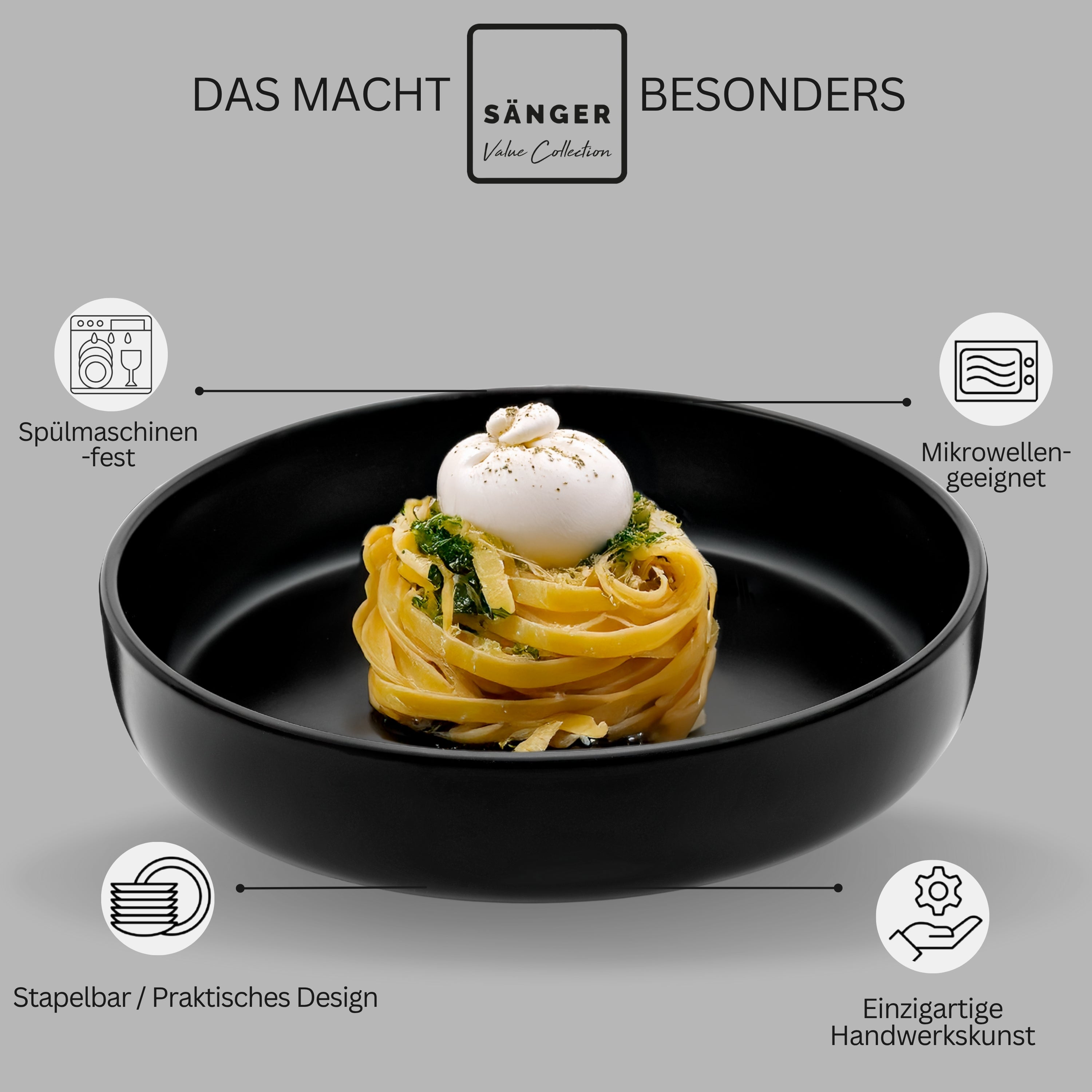 SÄNGER Steingut Geschirrset Madeira, Tafelservice 24 teilig für 6 Personen