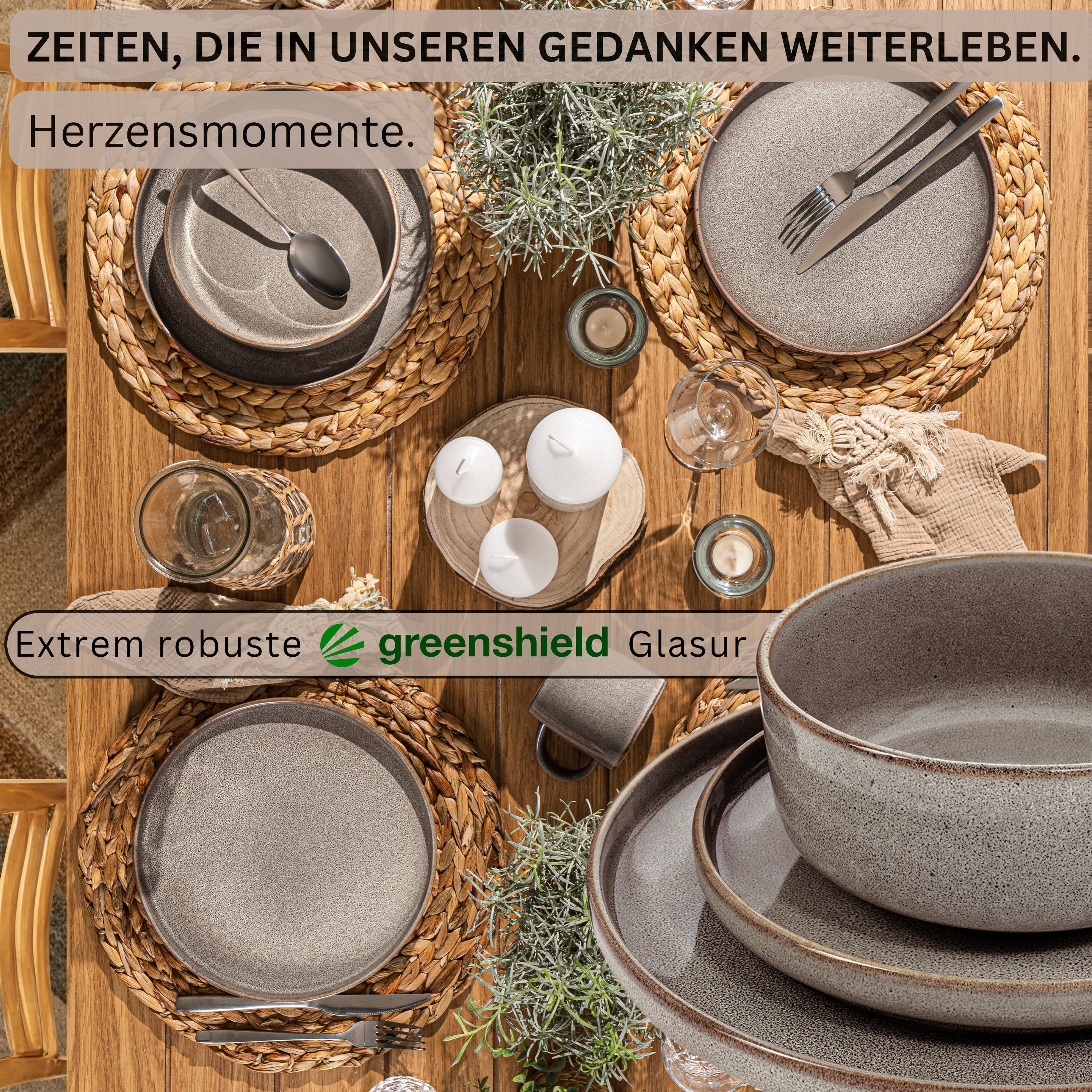 SÄNGER Tafelservice Kairo Graphit - 24 teilig aus Steingut