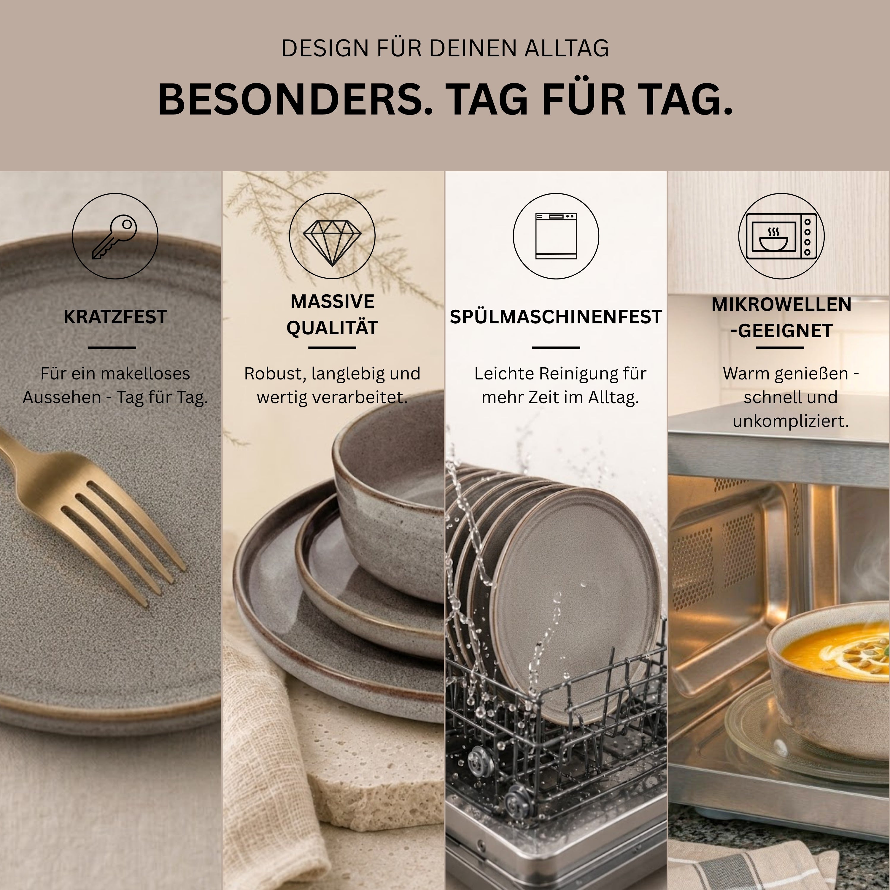 SÄNGER Kairo Graphite Combination Dinnerware Set - 30 Pieces Stoneware