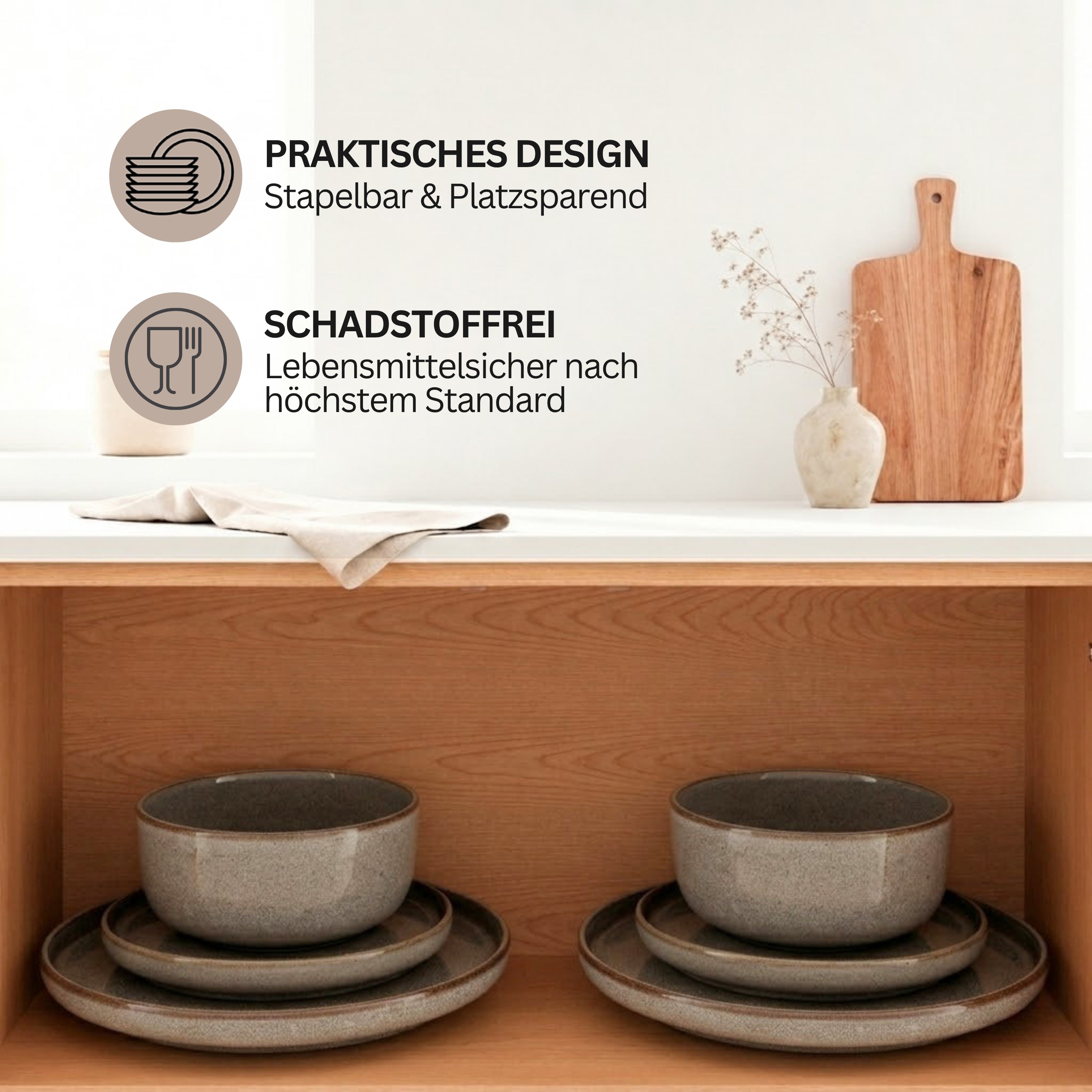 SÄNGER Kairo Graphite Combination Dinnerware Set - 30 Pieces Stoneware