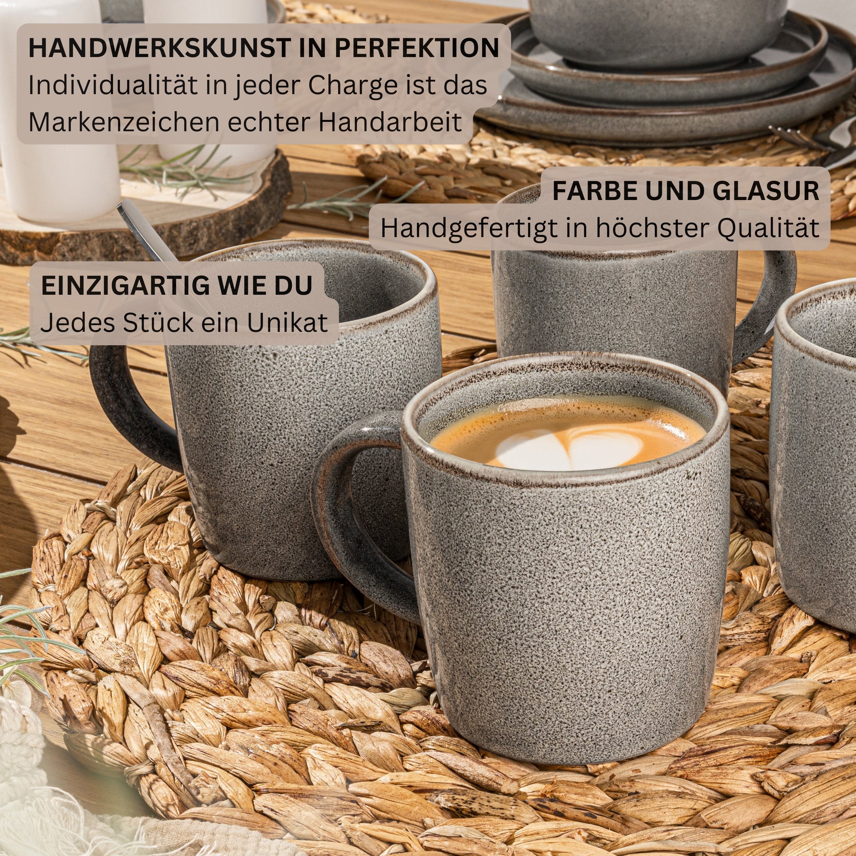 SÄNGER Kombiservice Kairo Graphit - 30 teilig aus Steingut