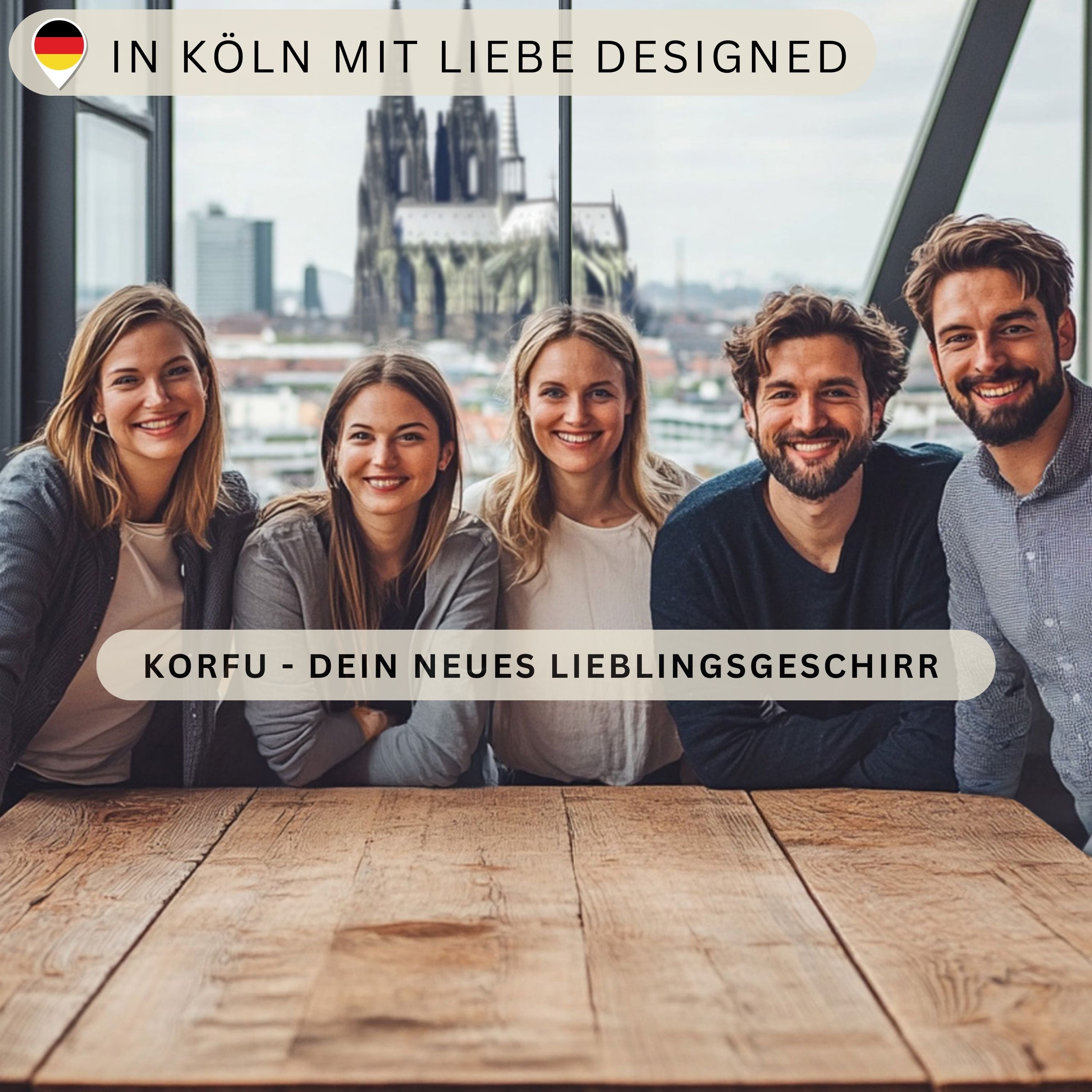 SÄNGER Steingut Geschirrset Korfu, Tafelservice 24 teilig für 8 Personen