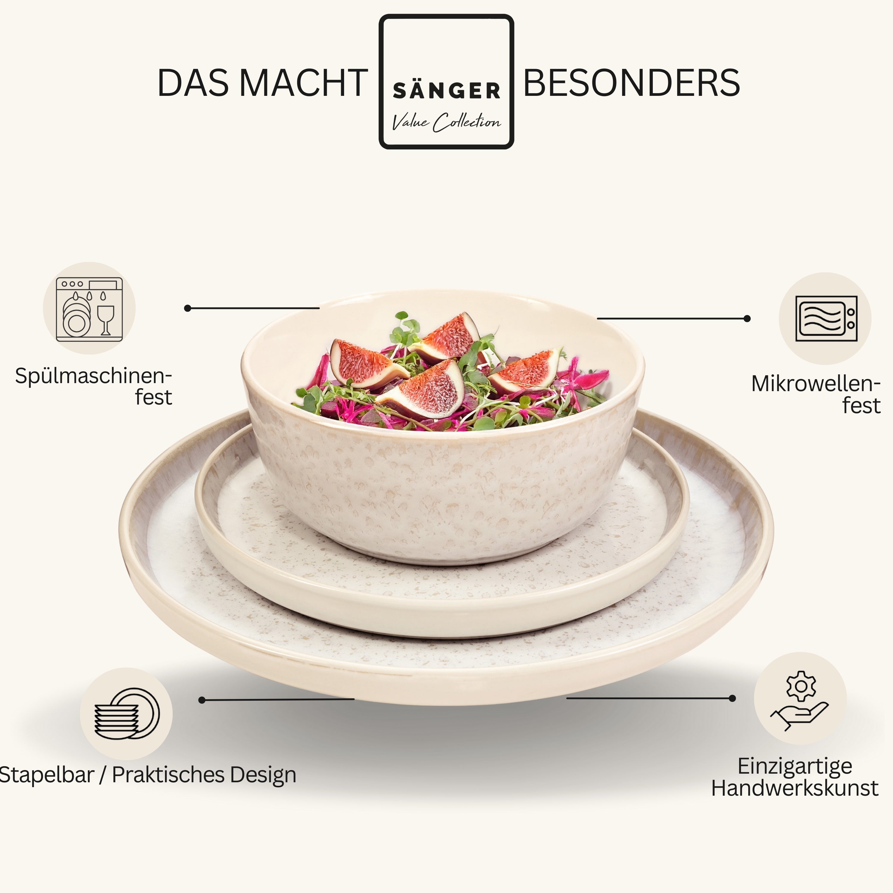 SÄNGER Tafelservice Key West- 24 teilig aus Steingut