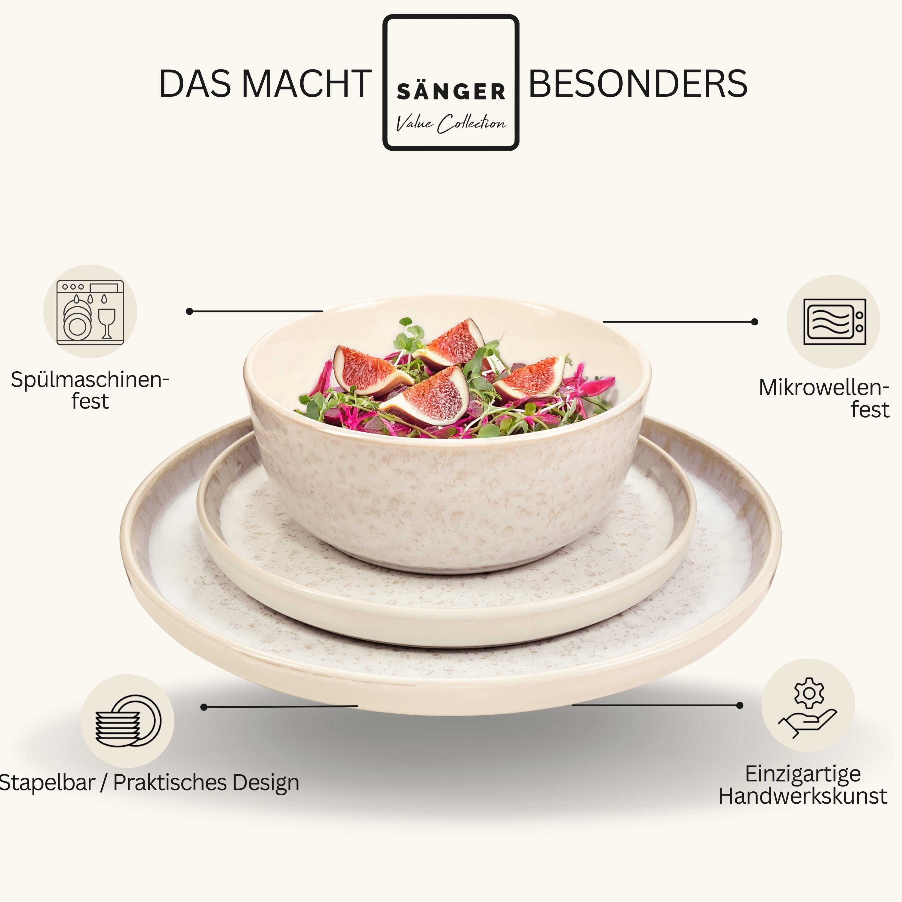 SÄNGER Kombiservice Key West- 30 teilig aus Steingut