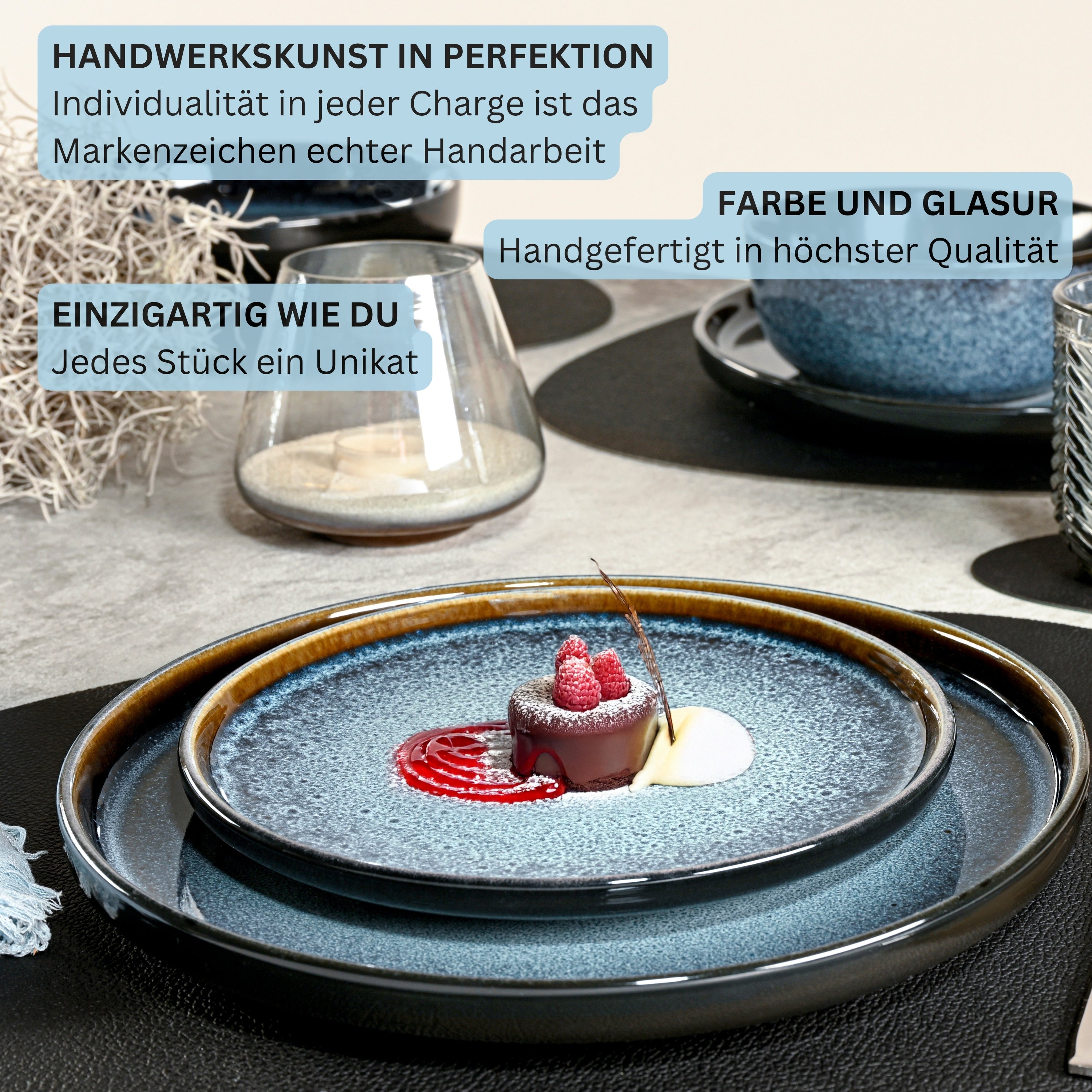 SÄNGER Steingut Geschirrset Osaka, Tafelservice 24 teilig für 6 Personen