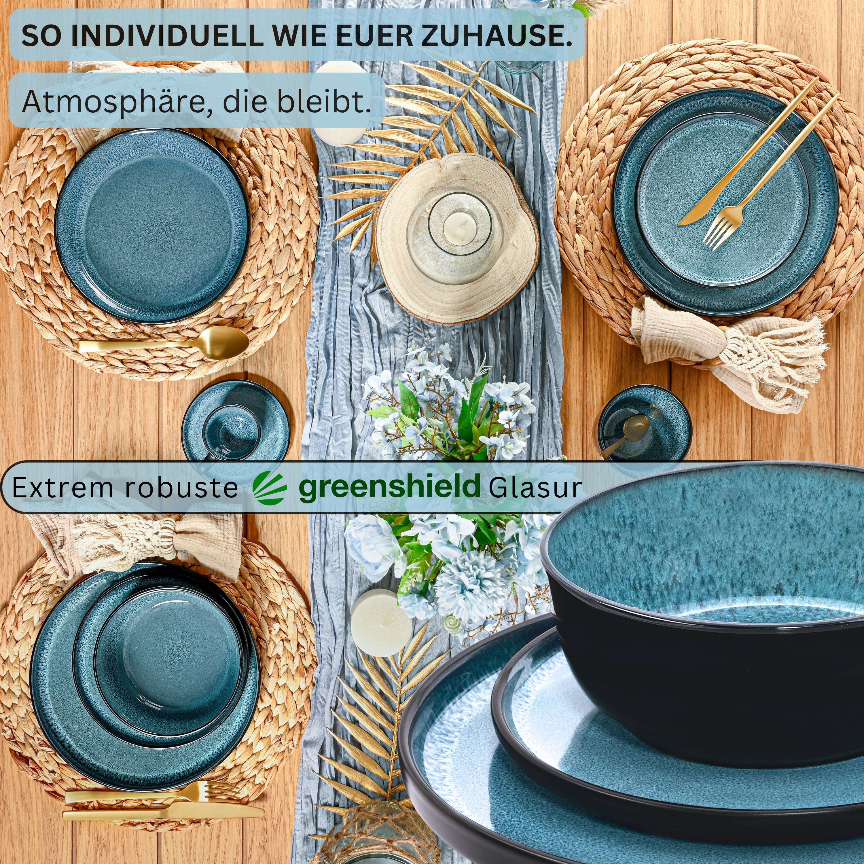 SÄNGER Steingut Geschirrset Vigo, Tafelservice 18 teilig für 6 Personen