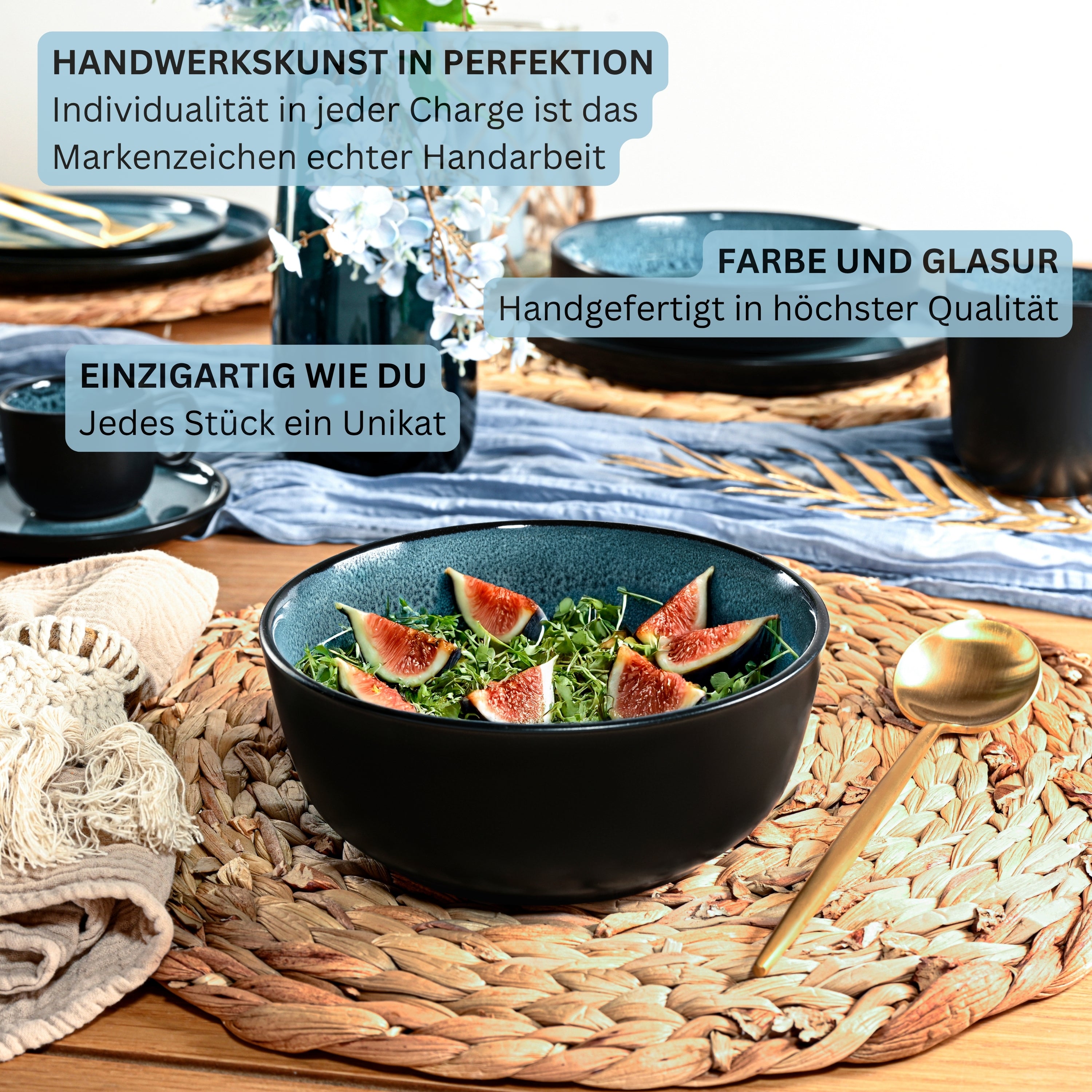 SÄNGER Steingut Geschirrset Vigo, Tafelservice 18 teilig für 6 Personen