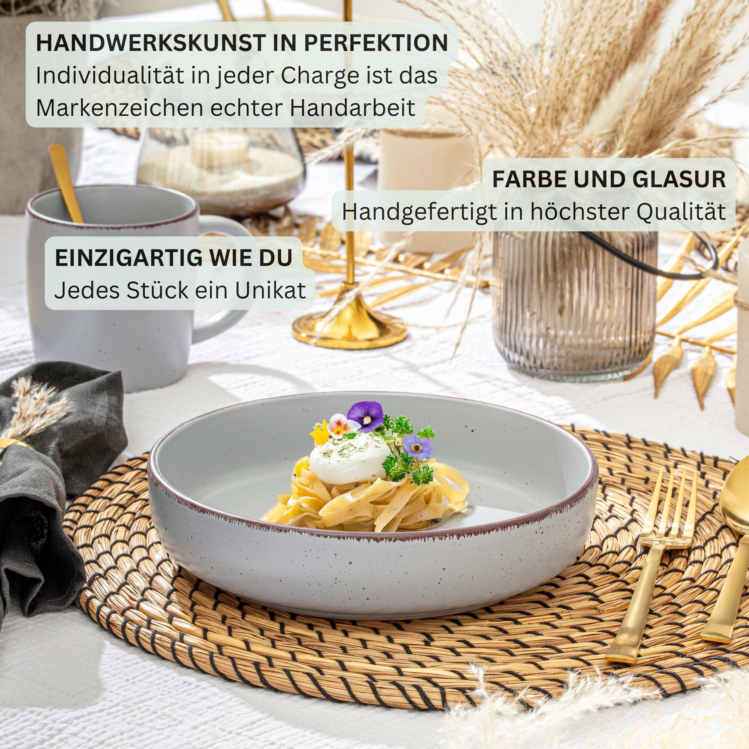 SÄNGER Steingut Geschirrset Bombay Sky Shades 16 teilig für 4 Personen