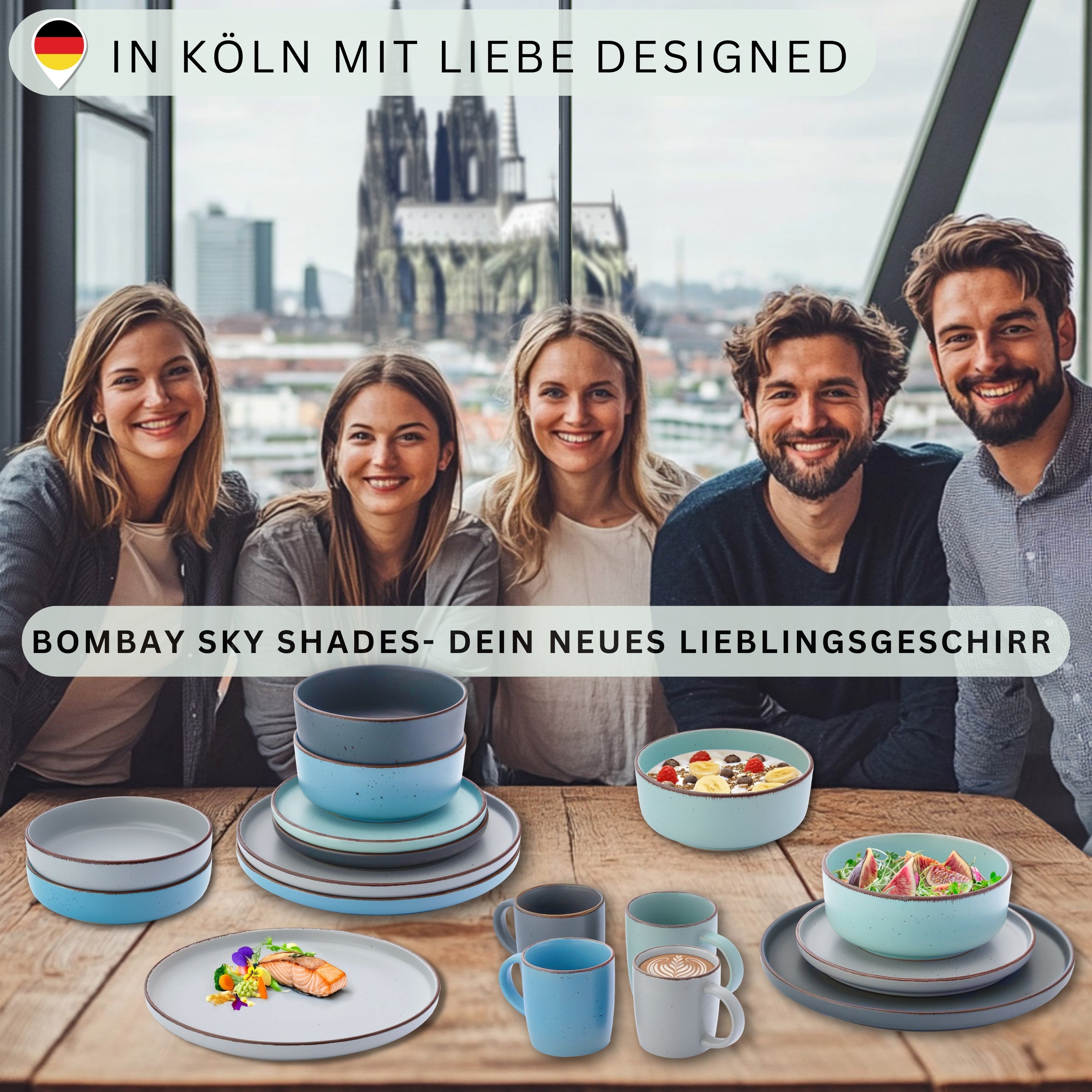 SÄNGER Steingut Geschirrset Bombay Sky Shades 20 teilig für 4 Personen