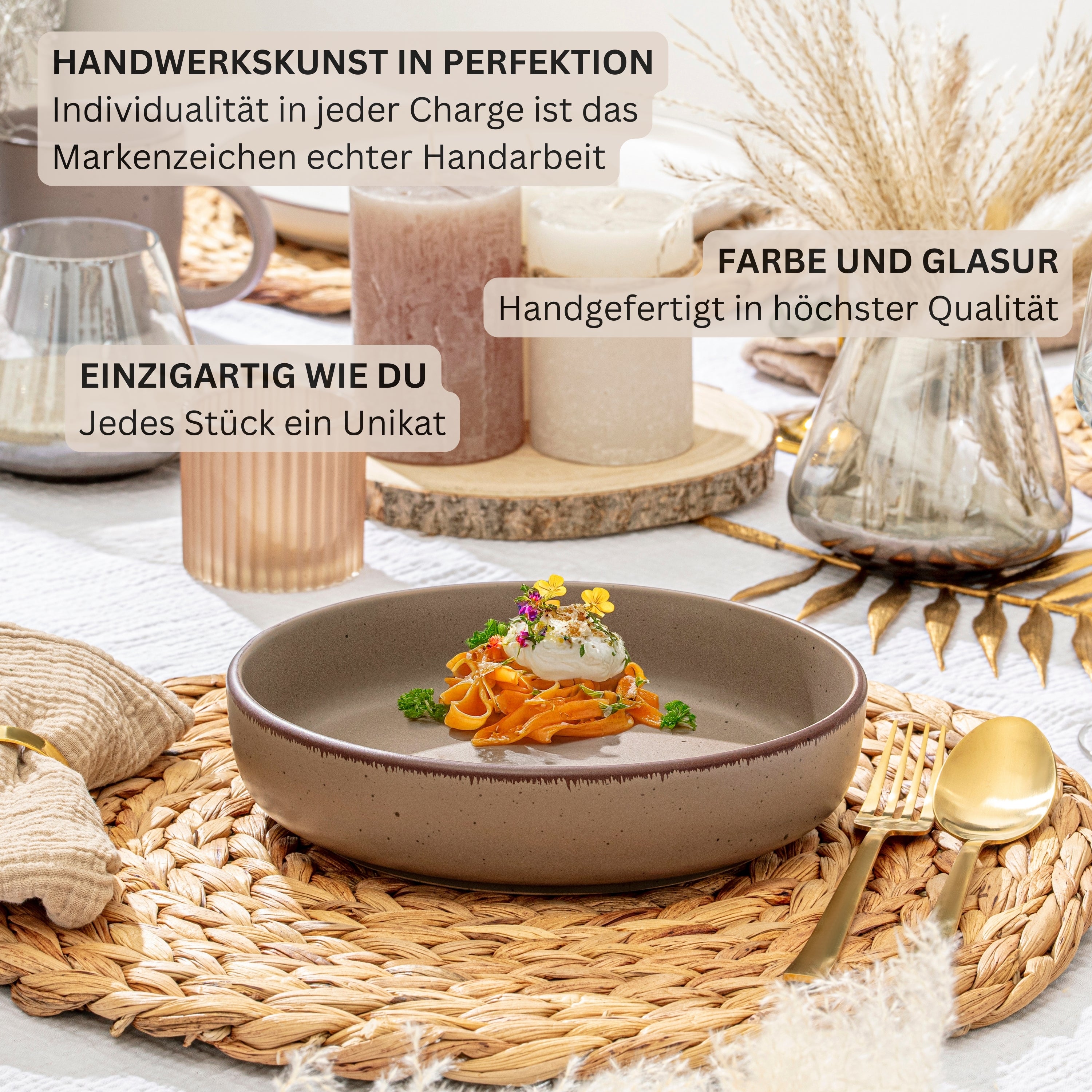 SÄNGER Steingut Geschirrset Bombay Erdfarben 16 teilig für 4 Personen