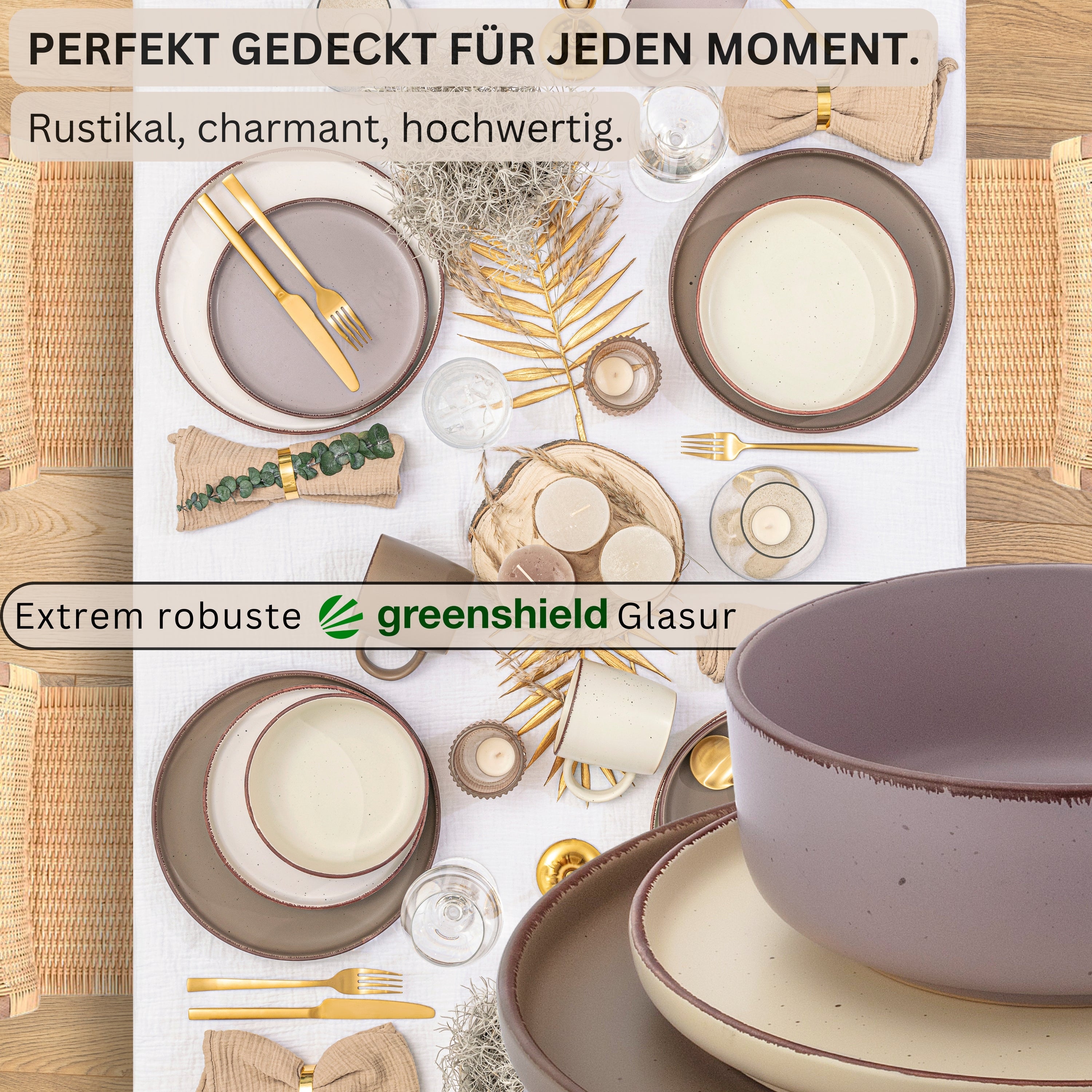 SÄNGER Steingut Geschirrset Bombay Erdfarben 20 teilig für 4 Personen