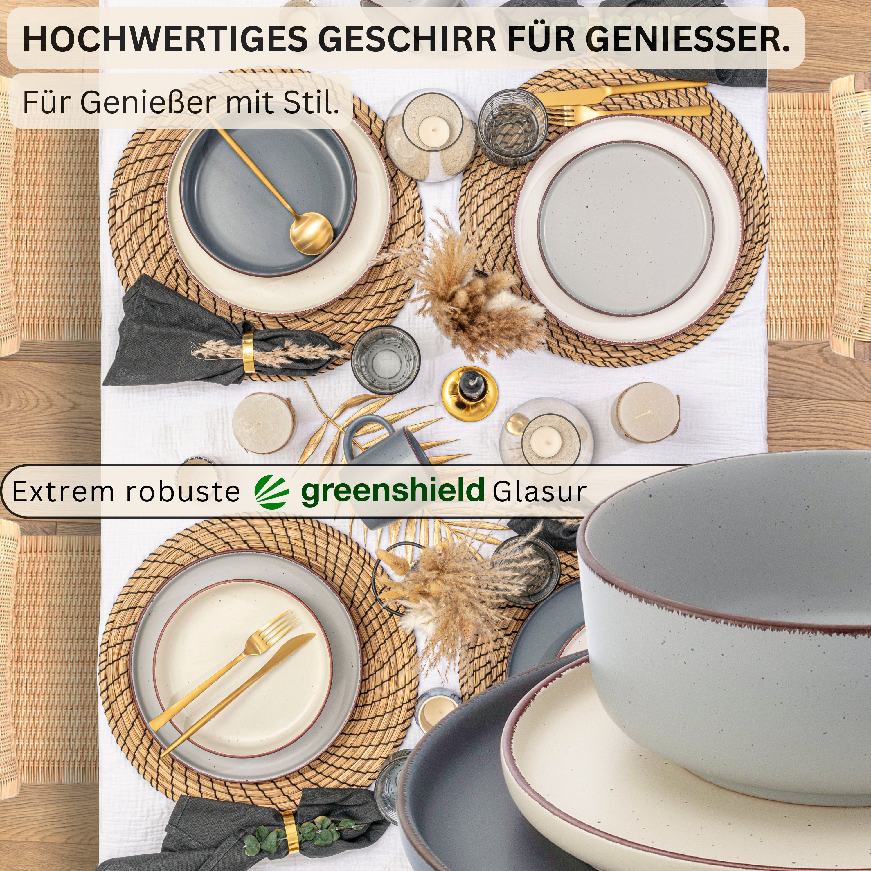 SÄNGER Steingut Geschirrset Bombay Moonlight 16 teilig für 4 Personen